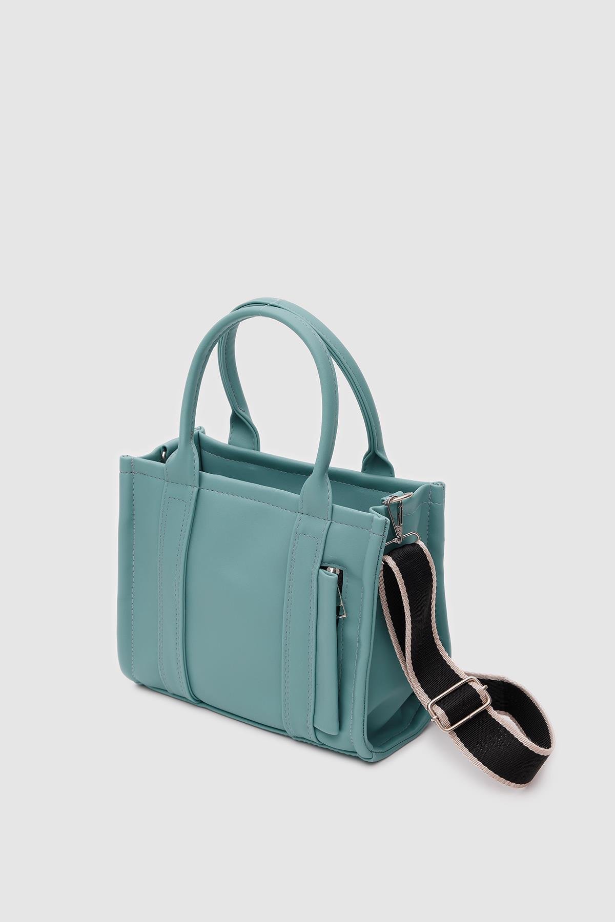 Suni Deri Kadın Tote Bag Miles Turkuaz Mavi