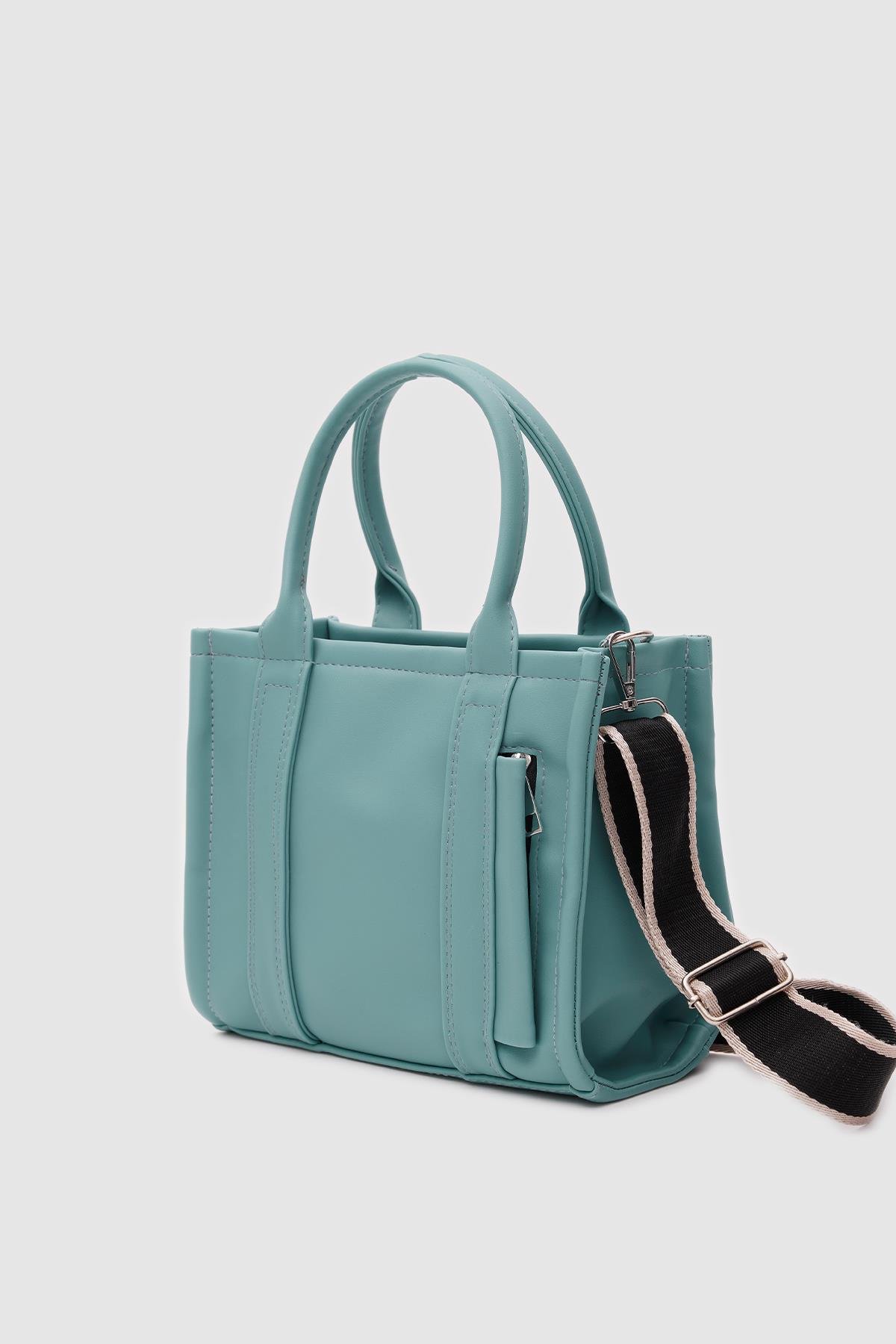 Suni Deri Kadın Tote Bag Miles Turkuaz Mavi