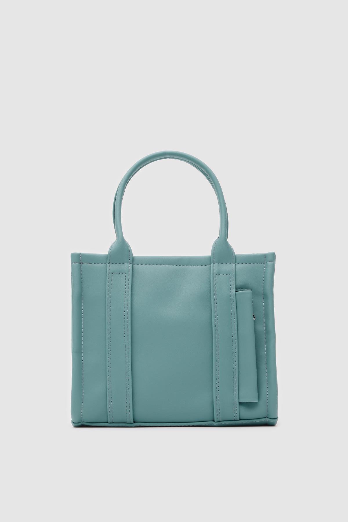 Suni Deri Kadın Tote Bag Miles Turkuaz Mavi