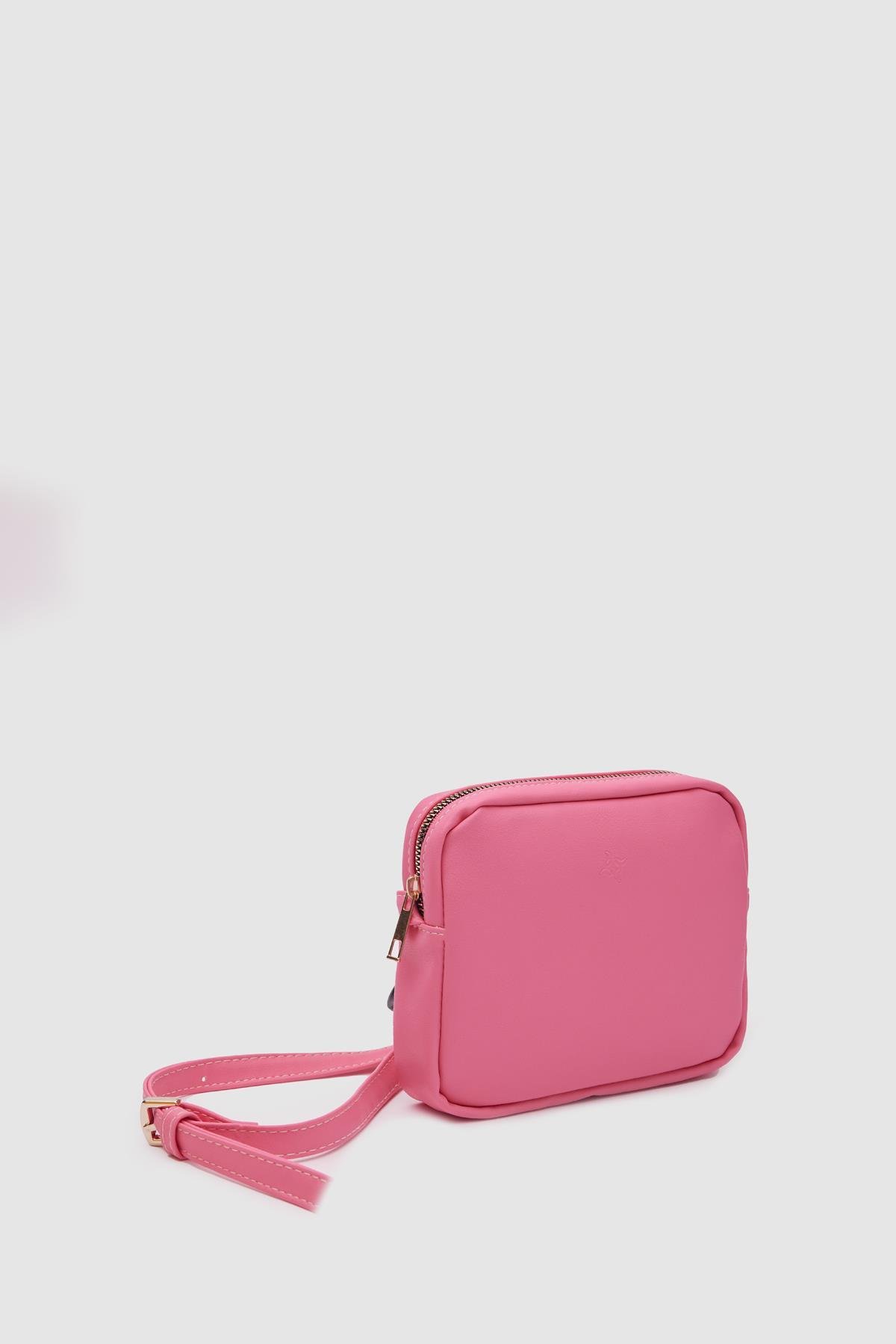 Suni Deri Pembe Kadın Çapraz Çanta Lina