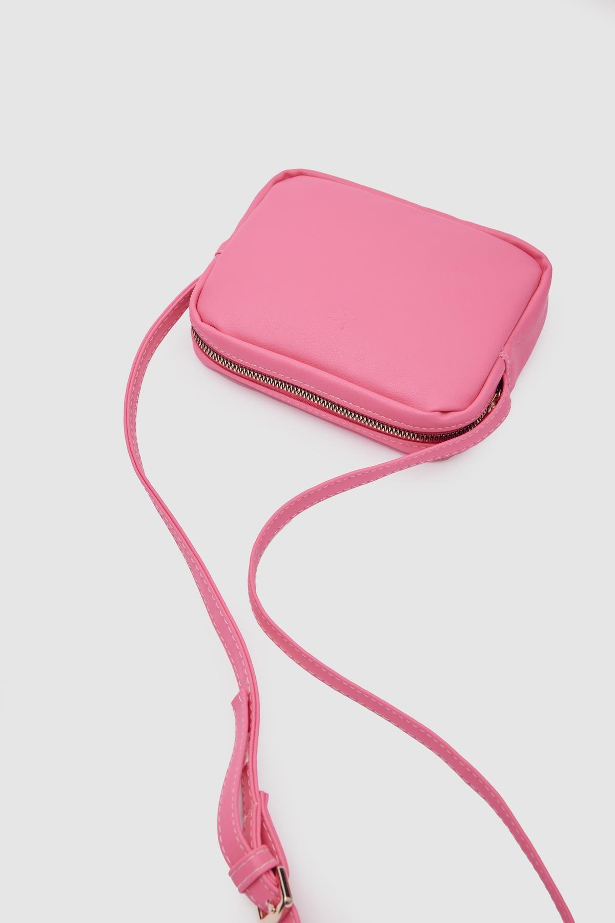 Suni Deri Pembe Kadın Çapraz Çanta Lina
