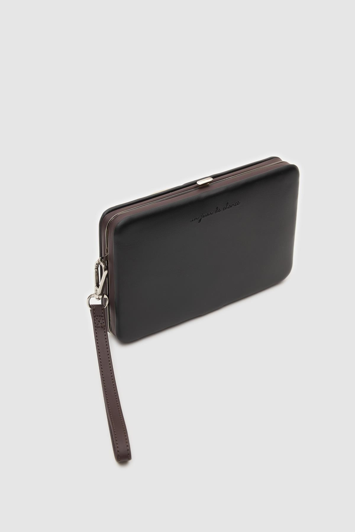Telefon Bölmeli Tabaka Cüzdan Siyah