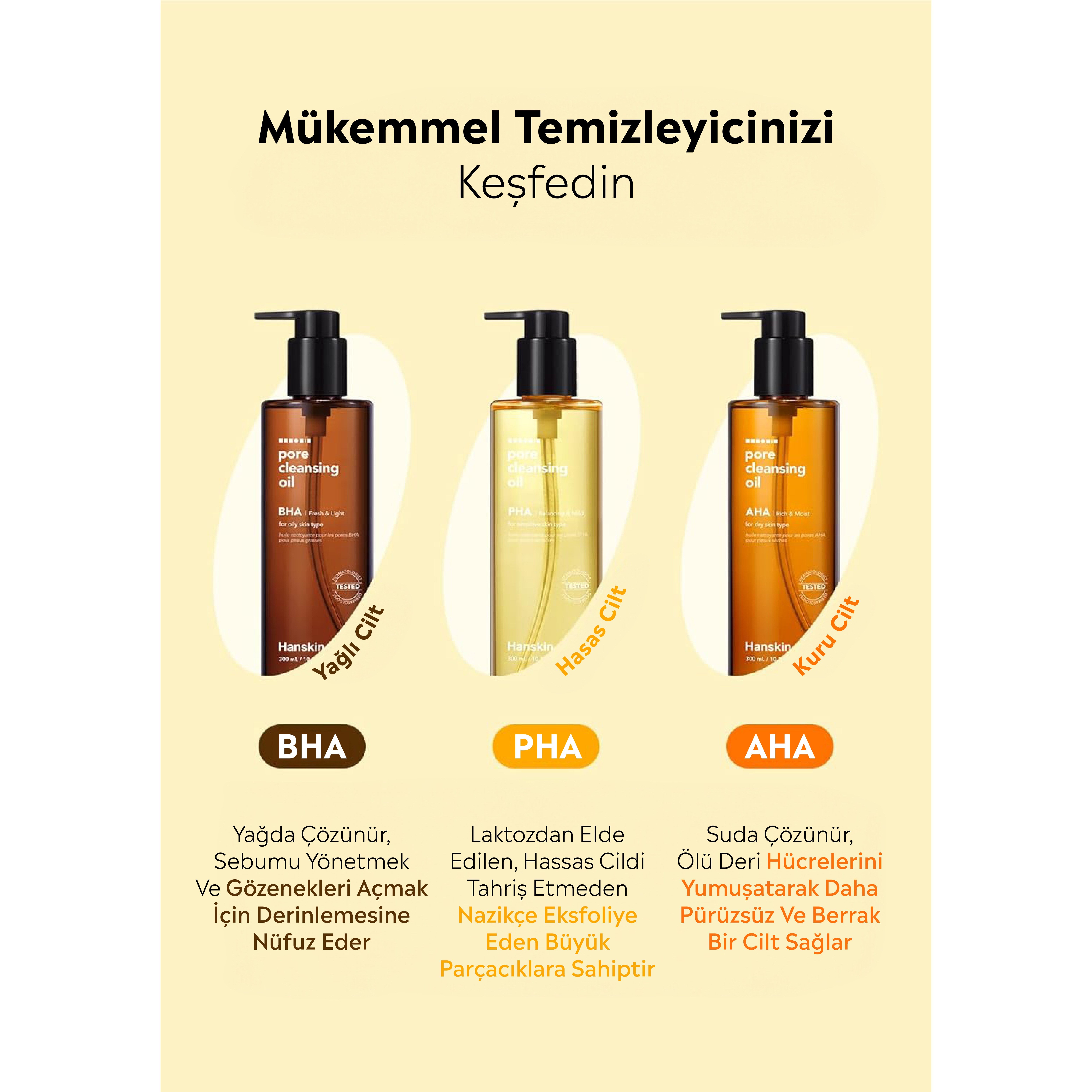  Hanskin Pore Cleansing Oil PHA-Hassas ve Toleranssız Ciltler/Gözenek ve Makyaj Temizleme Yağı[200ml]