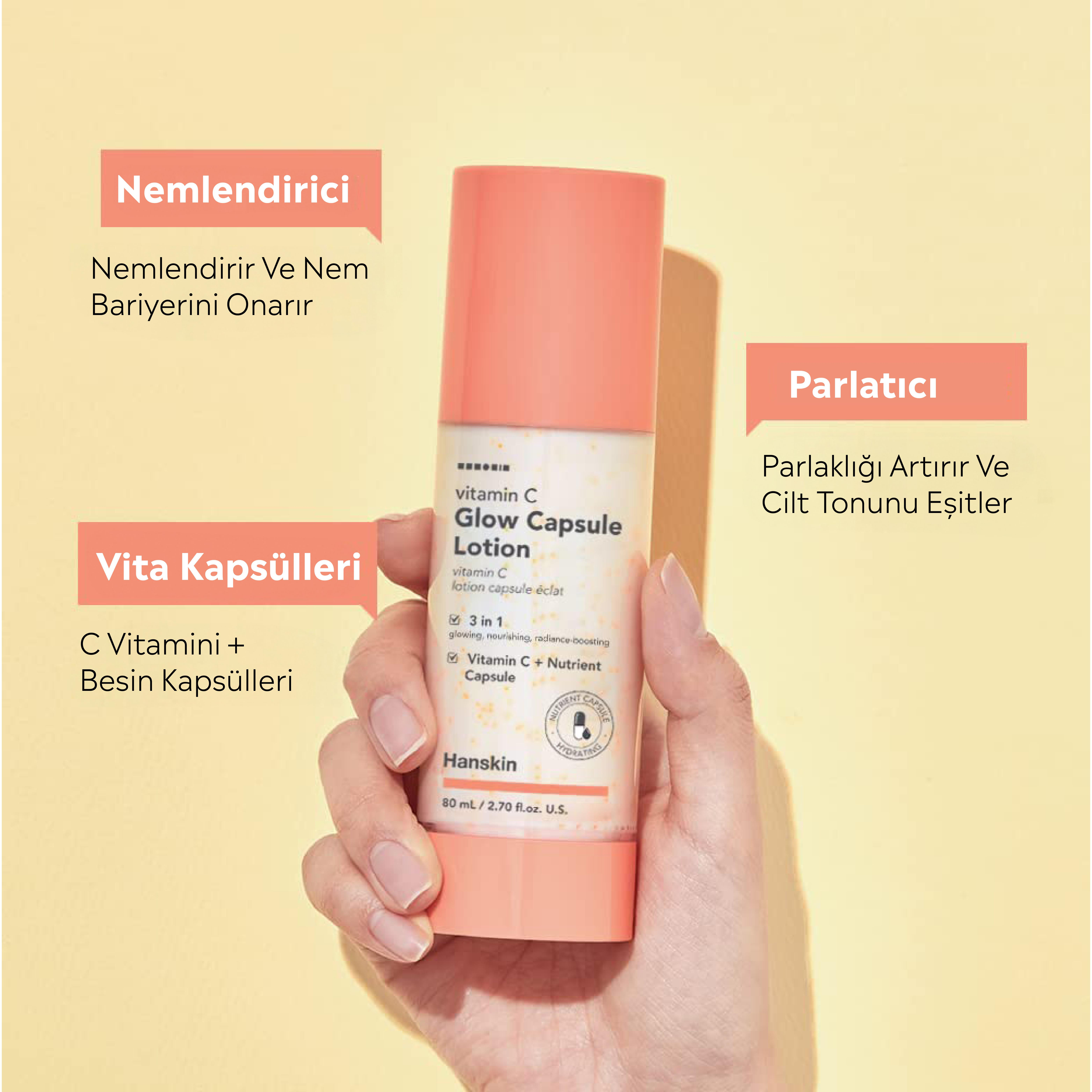  Hanskin Vitamin C Glow Capsule Lotion – C Vitaminli Aydınlatıcı Kapsül içeren Losyon [ 80 Ml ]  