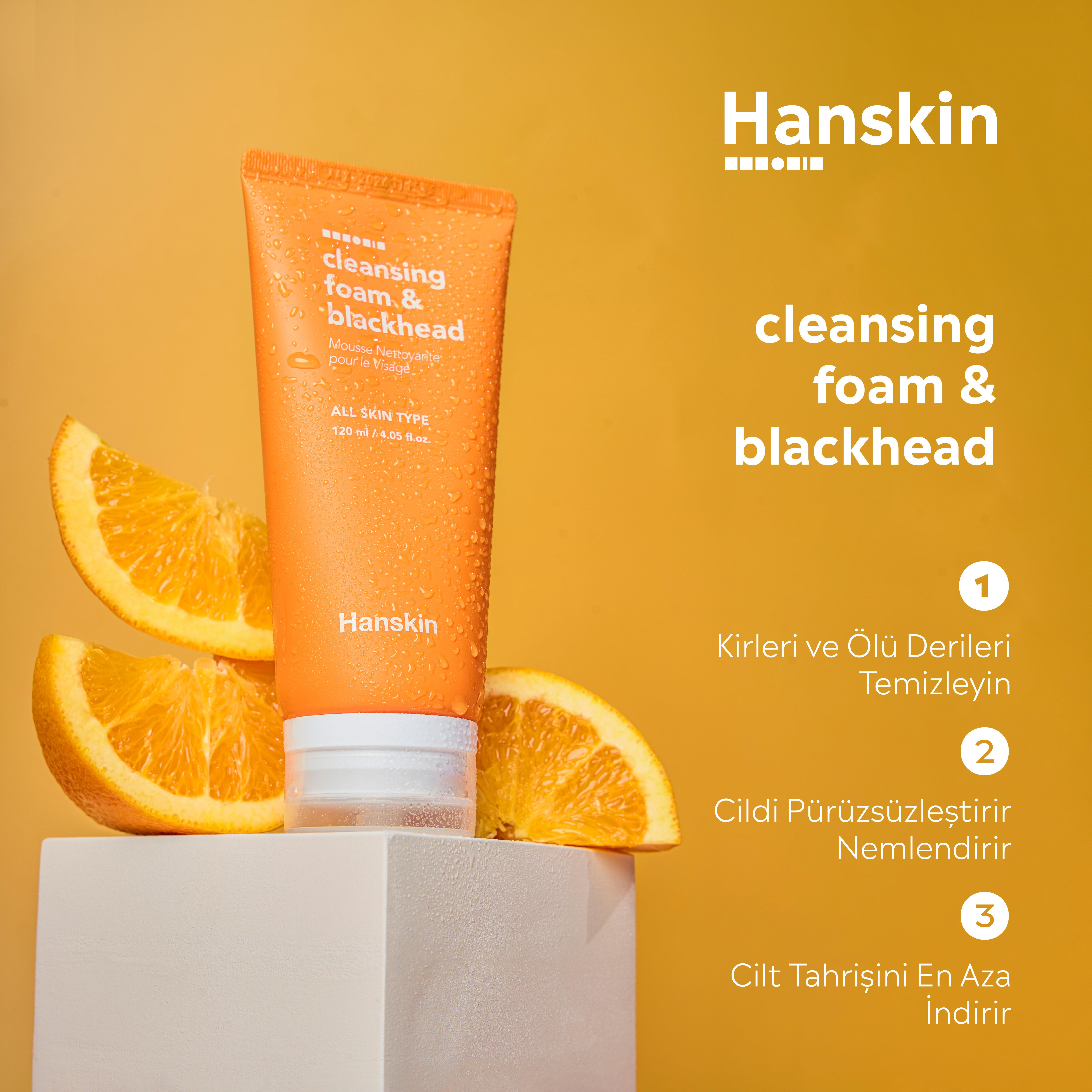 Hanskin Cleansing Foam Blackhead-Yüz Yıkama Köpüğü/Siyah Nokta Karşıtı/Tüm Cilt Tipleri için 120ml