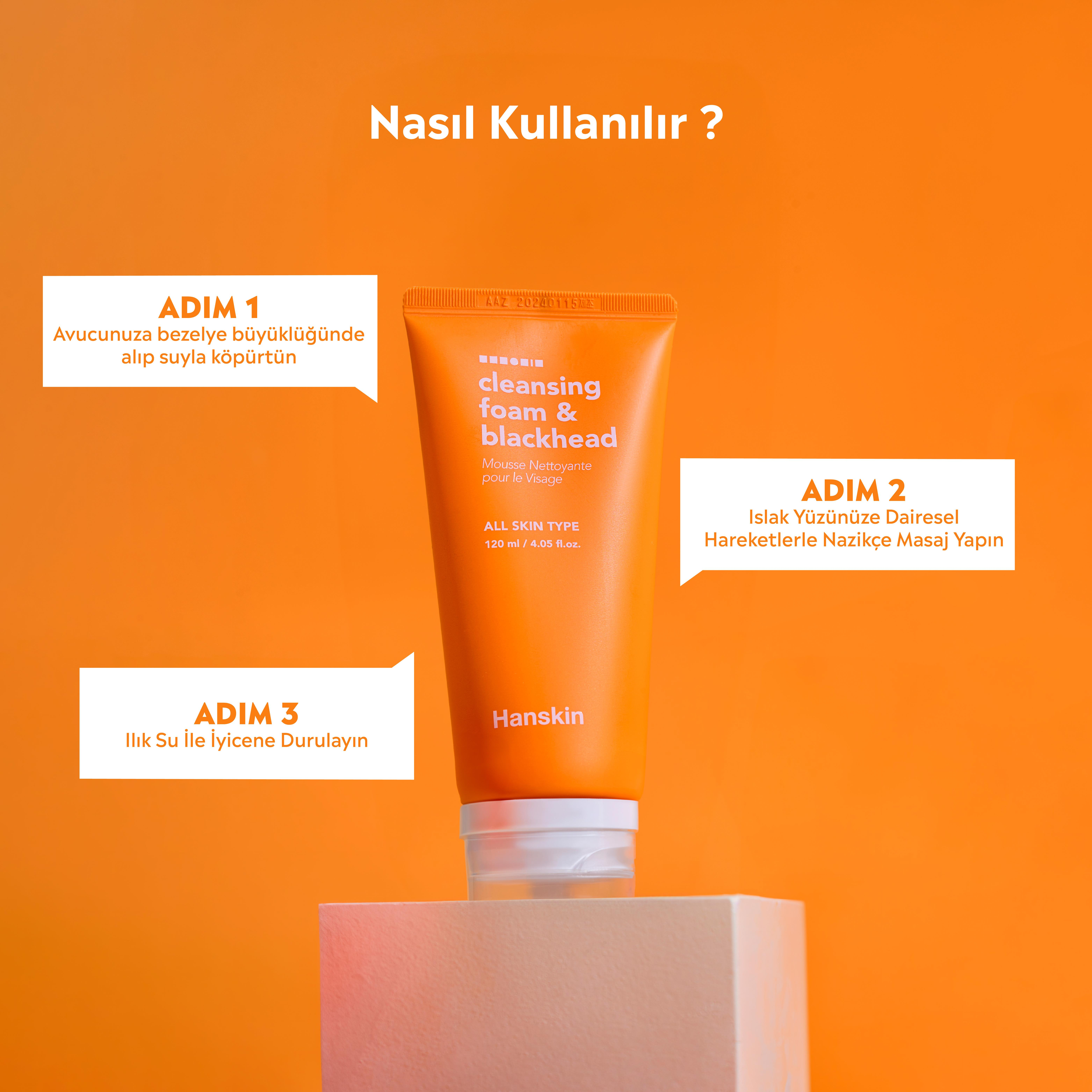 Hanskin Cleansing Foam Blackhead-Yüz Yıkama Köpüğü/Siyah Nokta Karşıtı/Tüm Cilt Tipleri için 120ml
