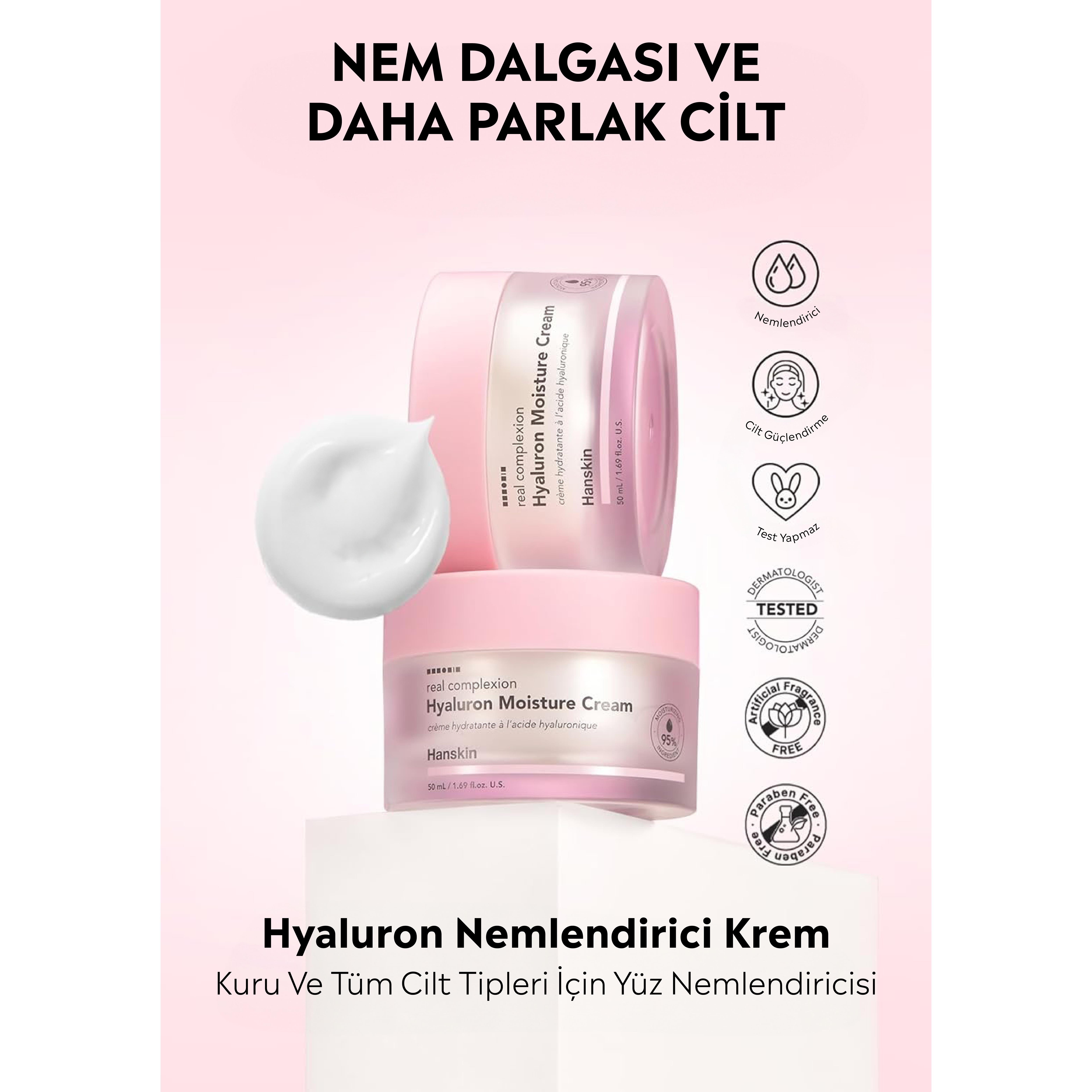 Hanskin Hyaluron Moisture Cream –Hyaluron Nemlendirici Krem (Tüm Cilt Tipleri İçin Uygundur )[50 ml]