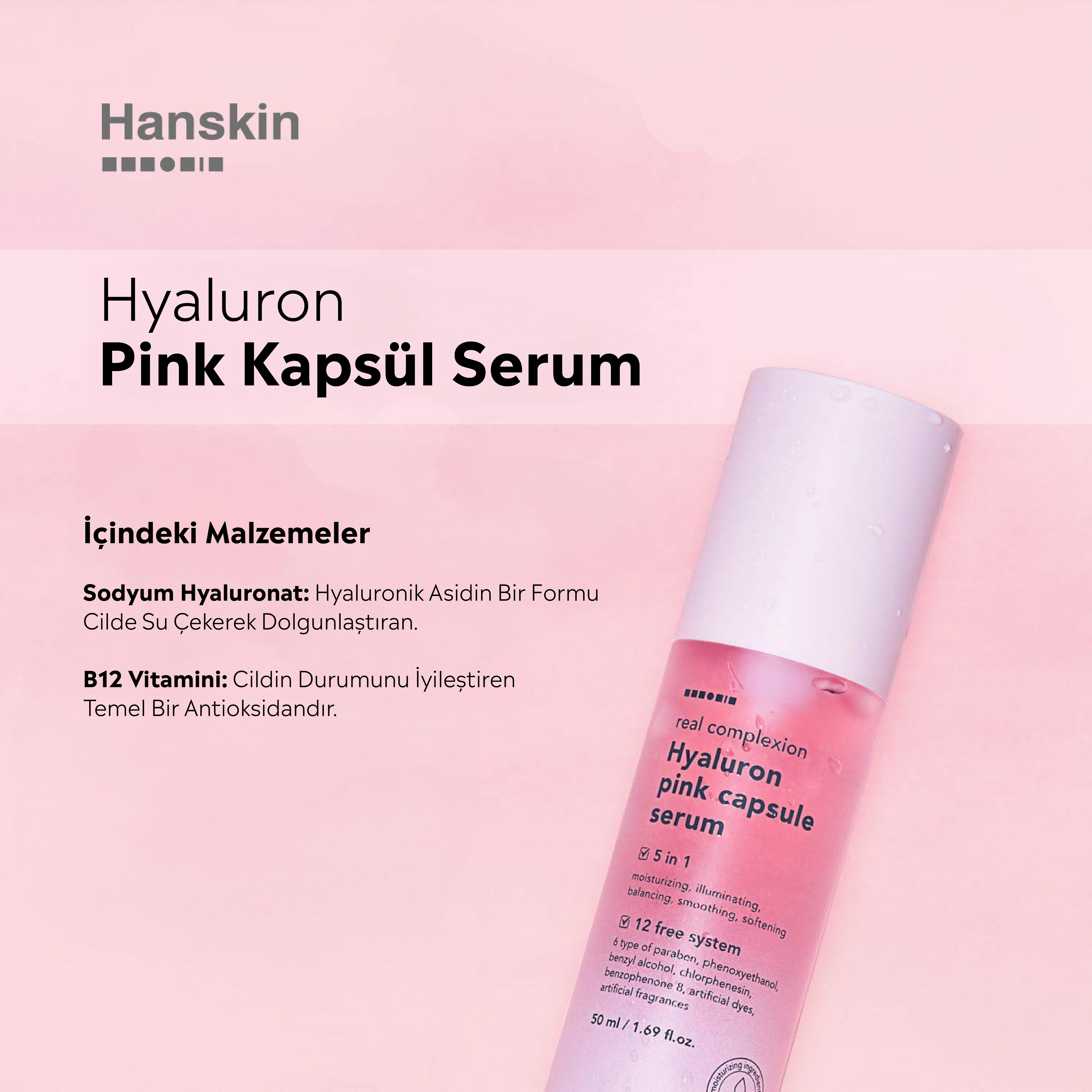 Hanskin Hyaluron Pink Capsule Serum-Pembe Yağ Kapsüllü Serum-(Nemlendirir,Pürüzsüzleştirir) [50 ml ]