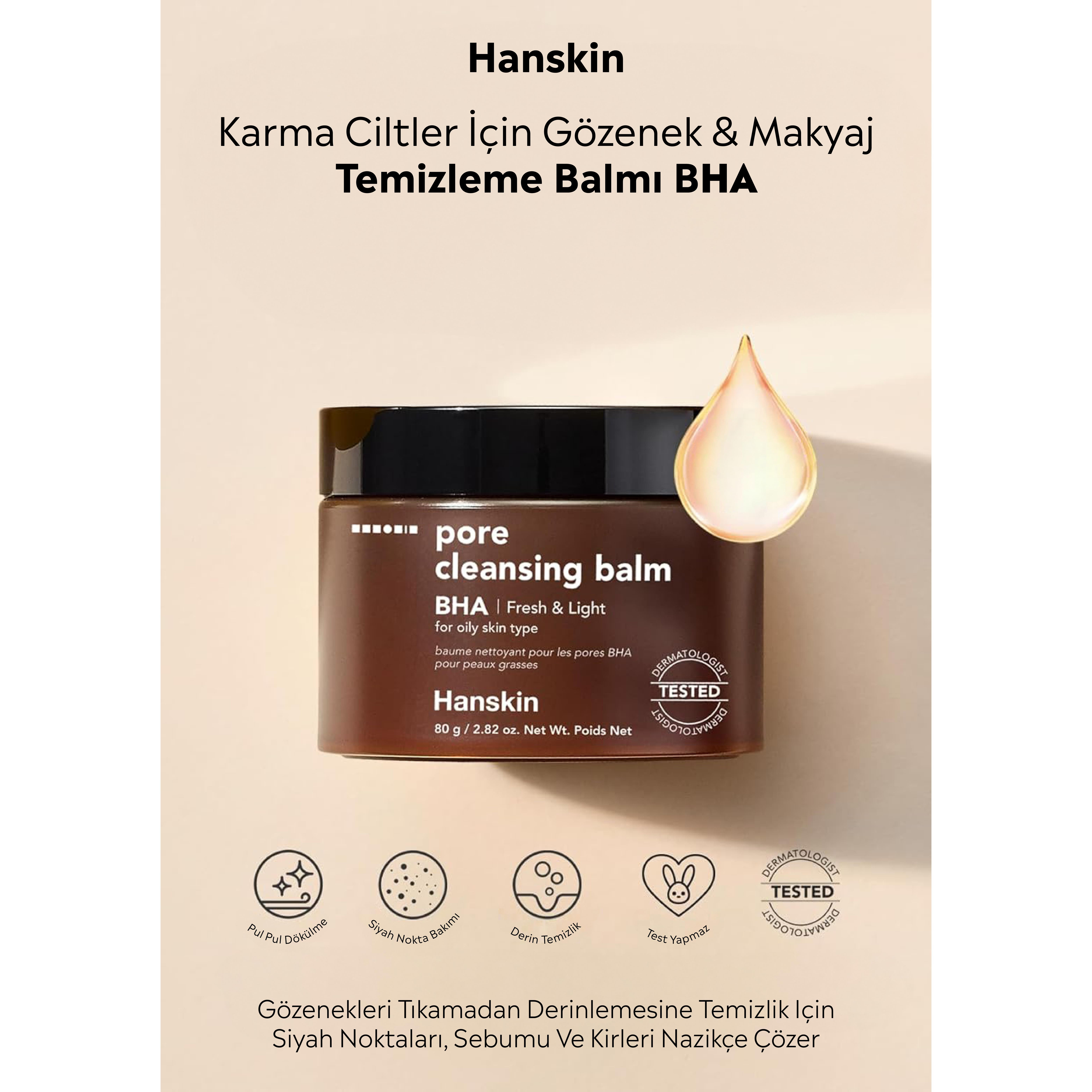 Hanskin Pore Cleansing Balm BHA- Karma Ve Yağlı Ciltler/Gözenek Ve Makyaj Temizleme Balmı [ 80 g ]
