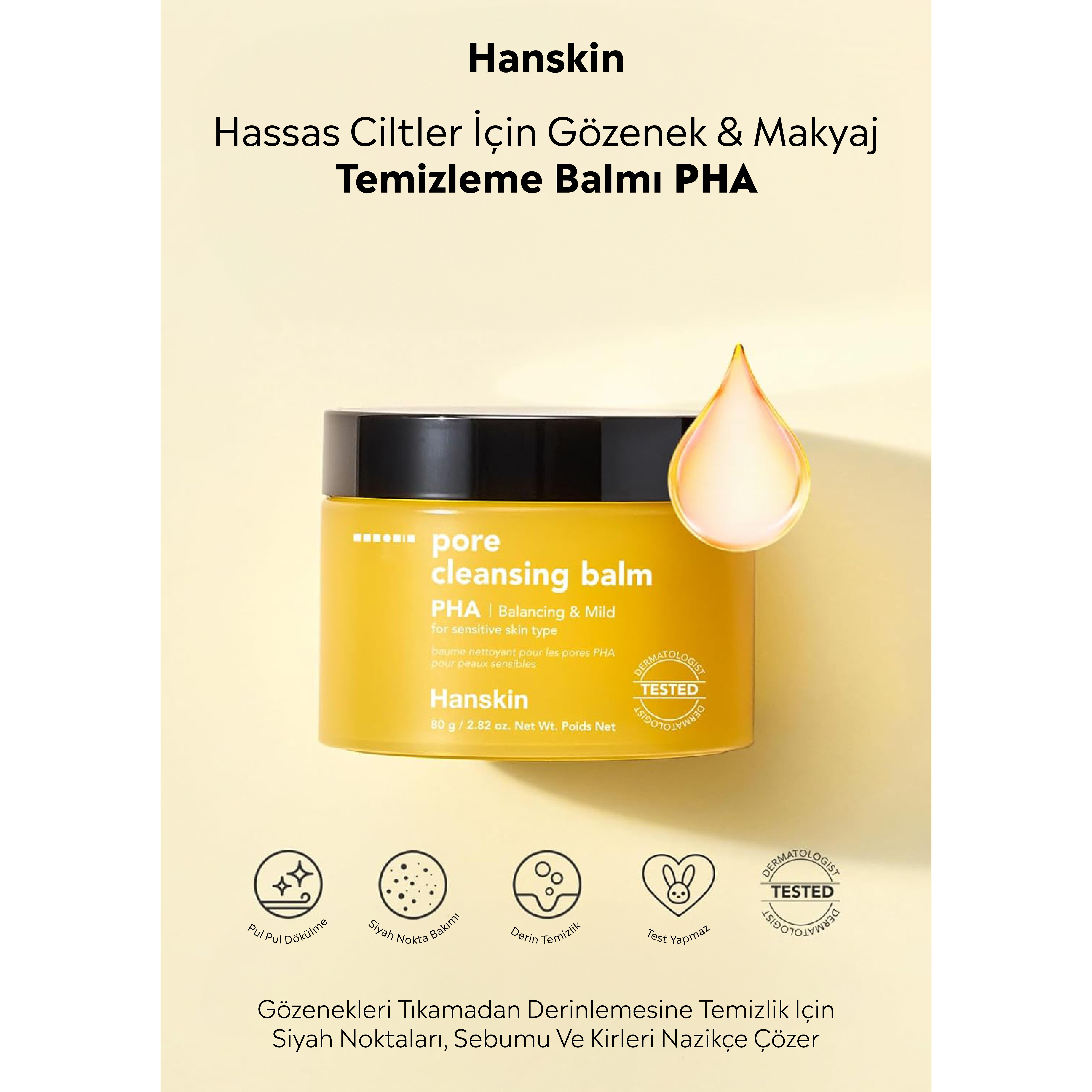 Hanskin Pore Cleansing Balm PHA-Hassas Ve Toleranssız Ciltler/Gözenek Ve Makyaj Temizleme Balmı [80g