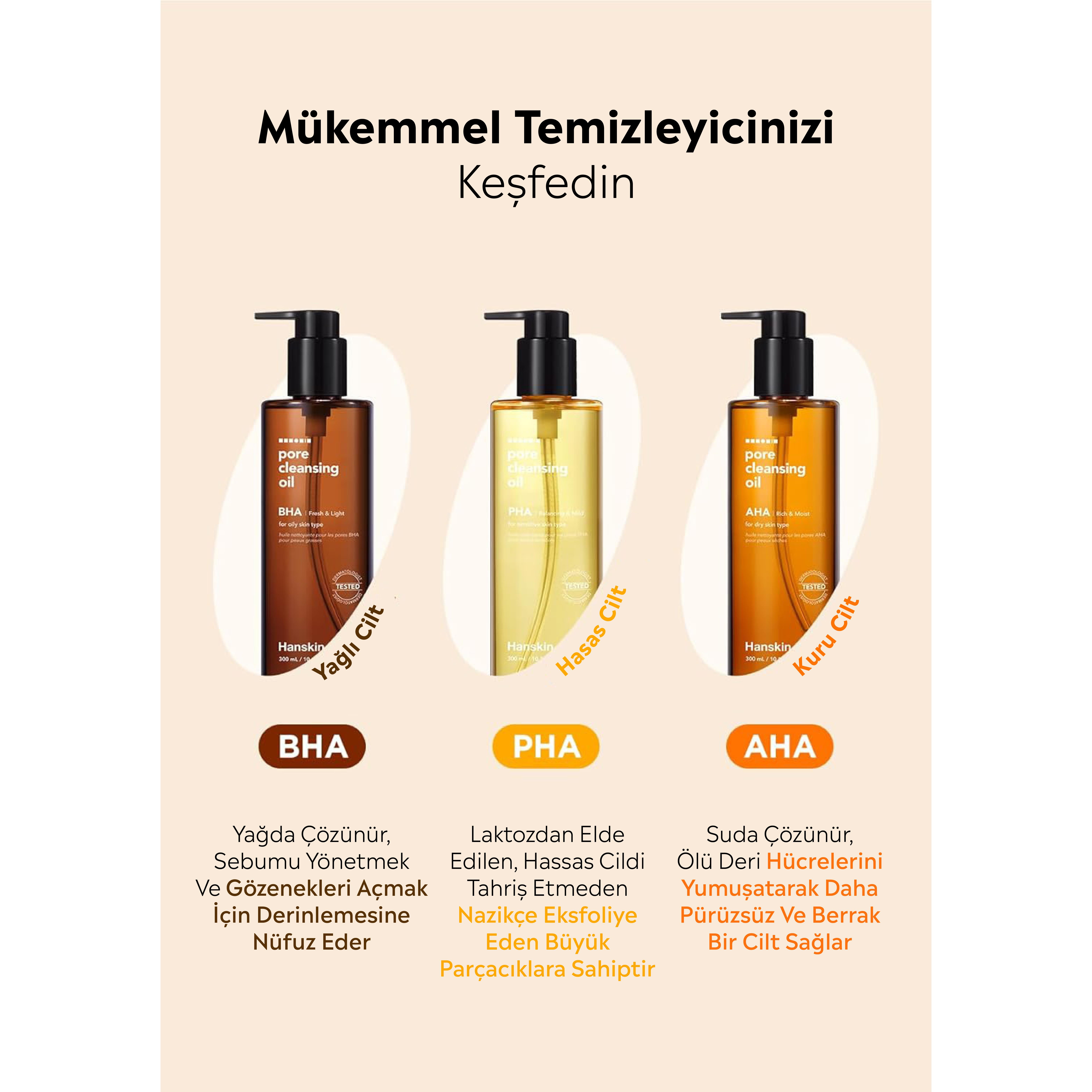 Hanskin Pore Cleansing Oil AHA - Kuru Ciltler İçin Gözenek ve Makyaj Temizleme Yağı Seyehat Boy [30 ml]