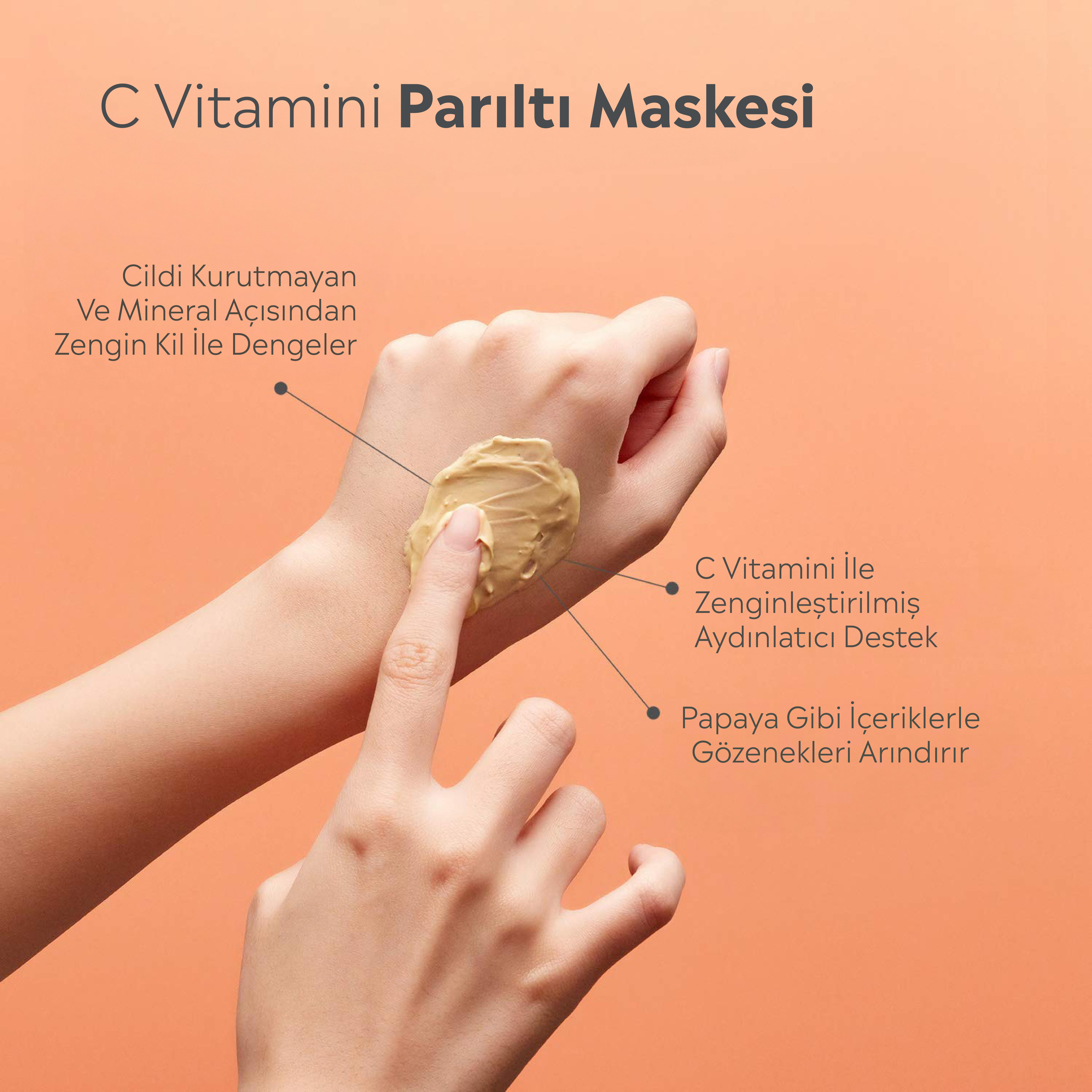 Hanskin Vitamin C Glow Mask-C Vitaminli Aydınlatıcı Maske(Siyah Nokta/Akne Karşıtı/Nemlendirici)70ml