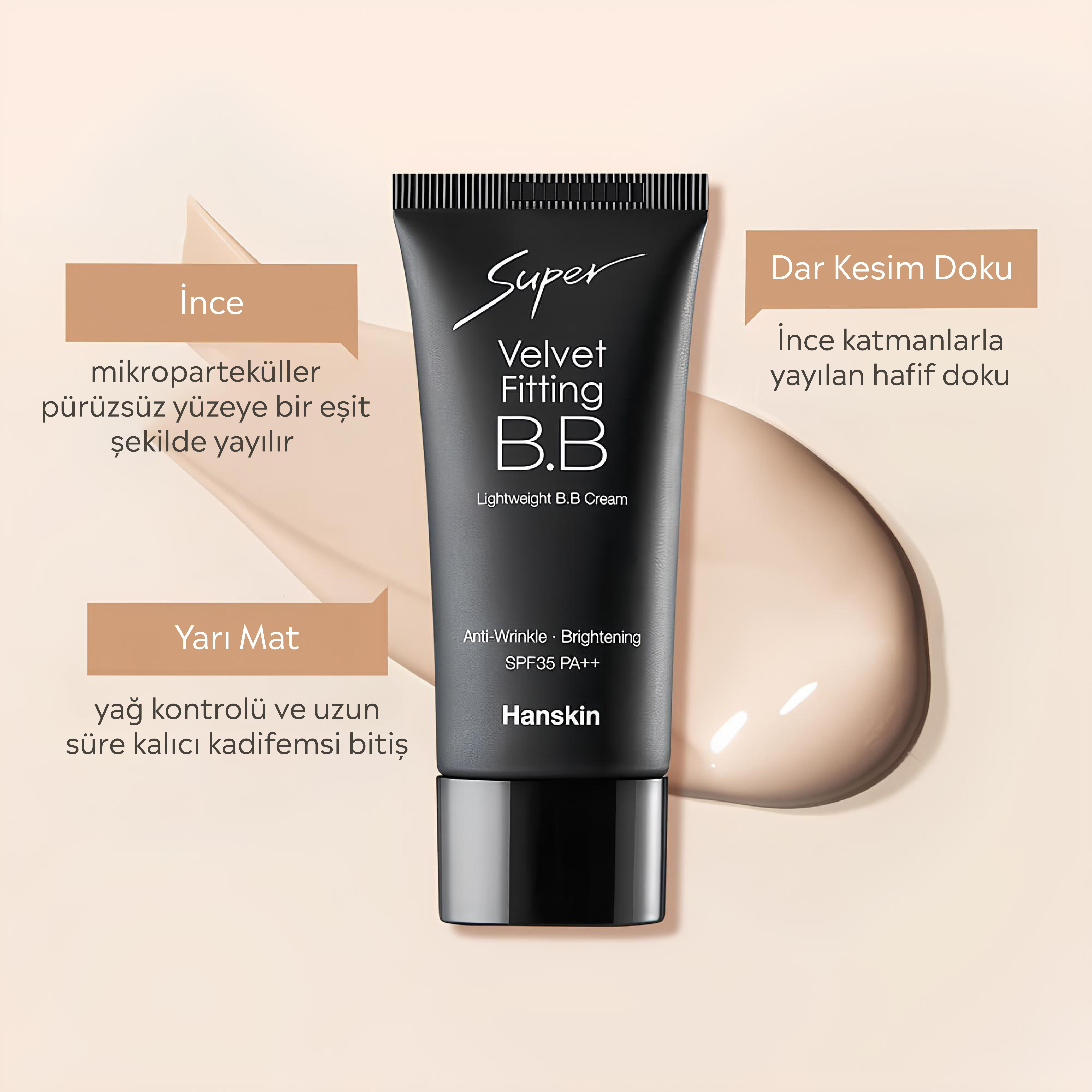 Yarı Mat Kırışıklık Karşıtı BB Krem - Kadife Bitişli