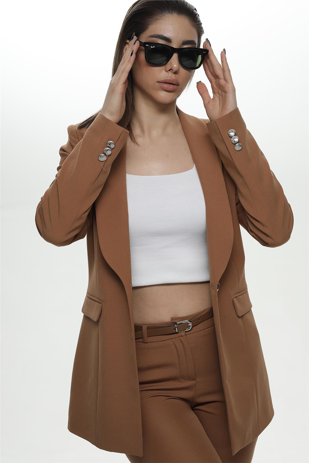 16-471 Blazer Ceketli Takım - Camel