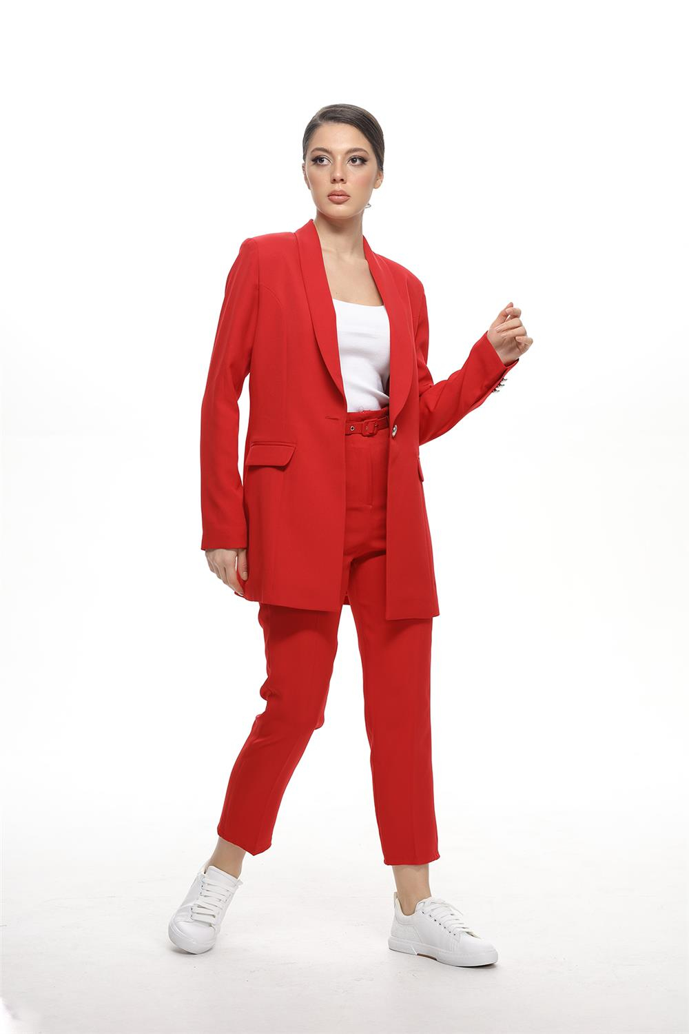 16-471 Blazer Ceketli Takım - Kırmızı