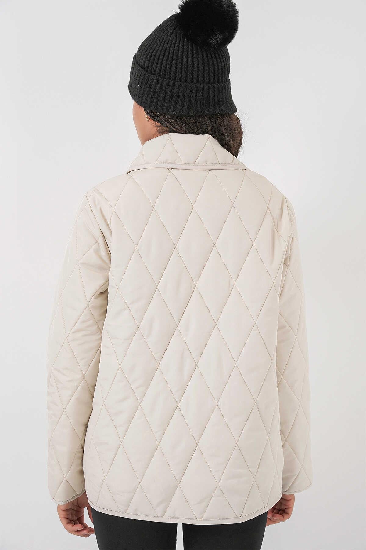 5224 Kapitone Oversize Mont - Ekru