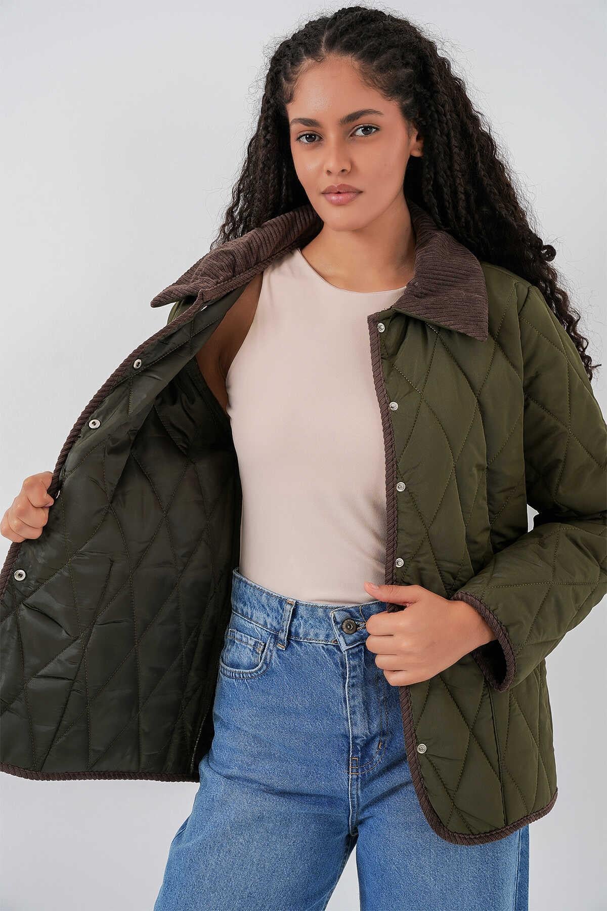5226 Kapitone Oversize Mont - Haki