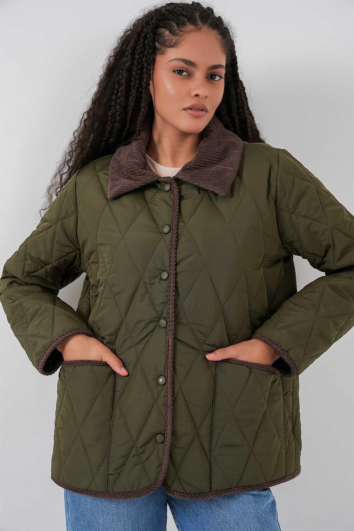 5226 Kapitone Oversize Mont - Haki