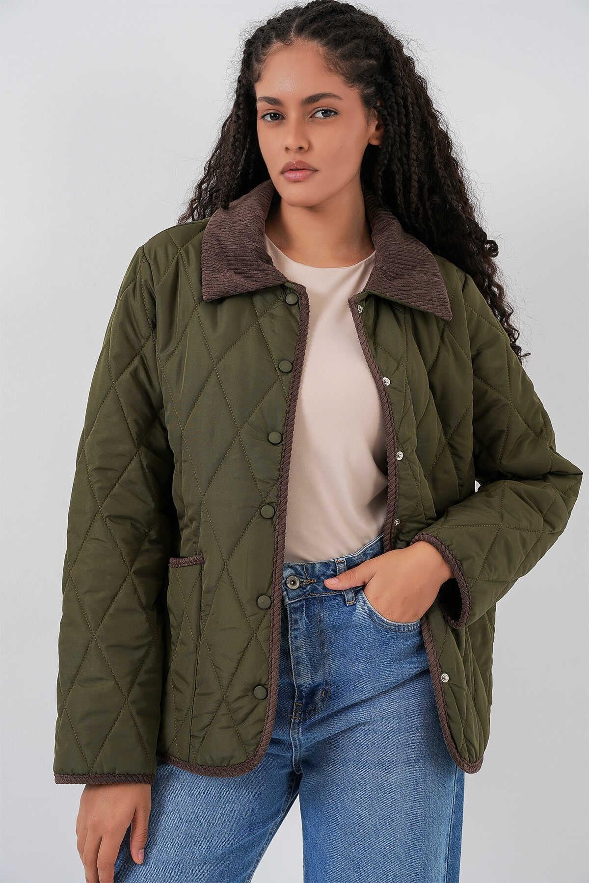 5226 Kapitone Oversize Mont - Haki