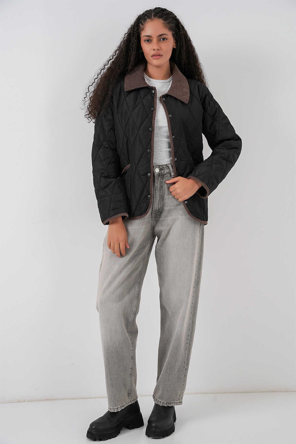 5226 Kapitone Oversize Mont - Siyah