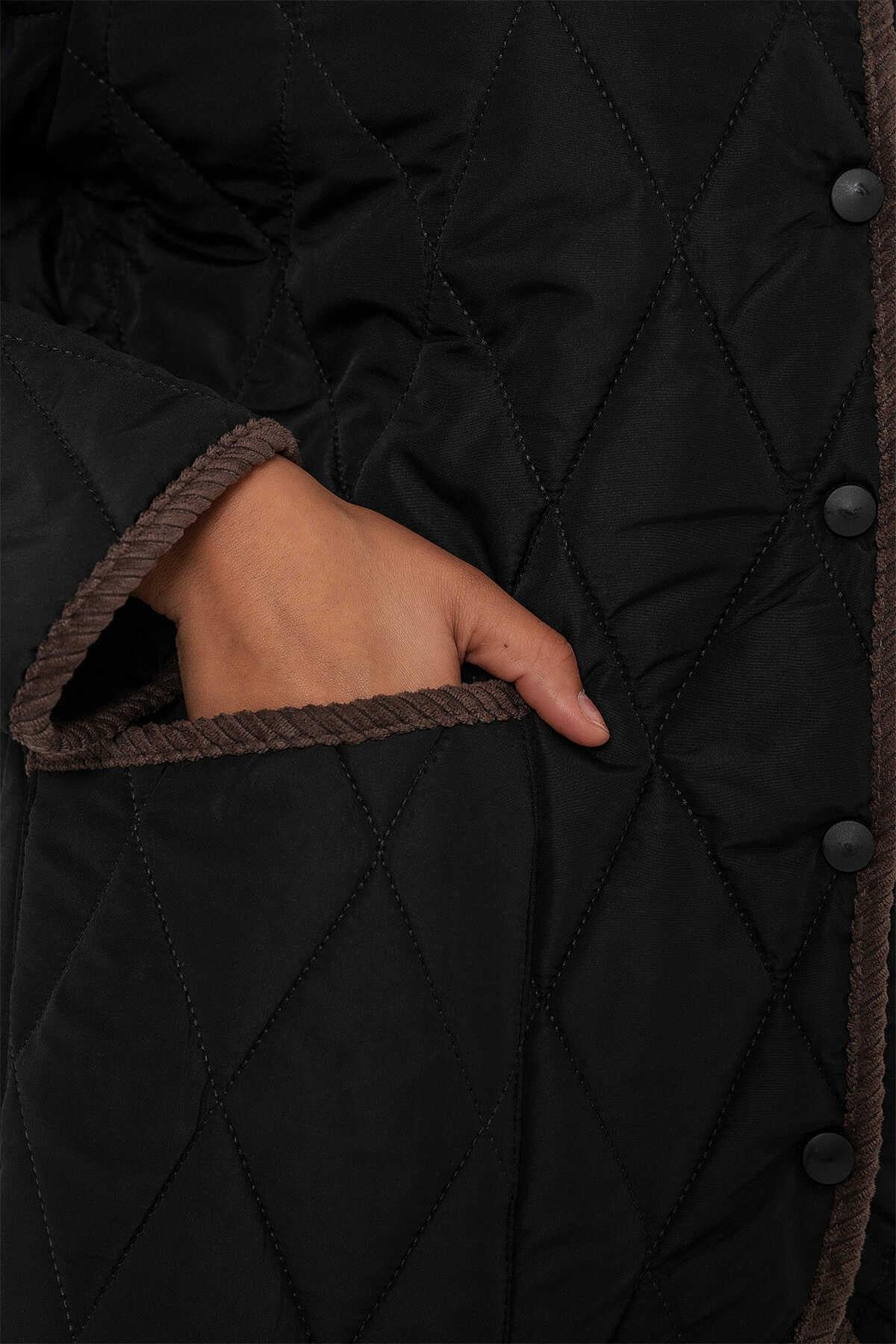 5226 Kapitone Oversize Mont - Siyah