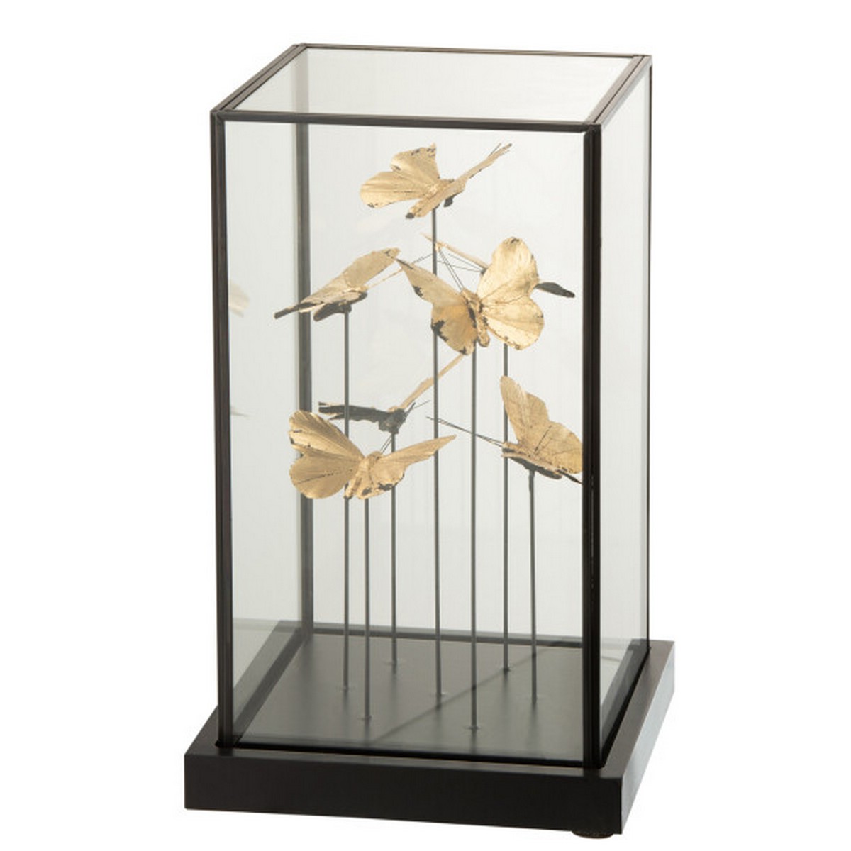 BELL JAR SQ BUT GD GL/MET BL L (19x19x32cm)