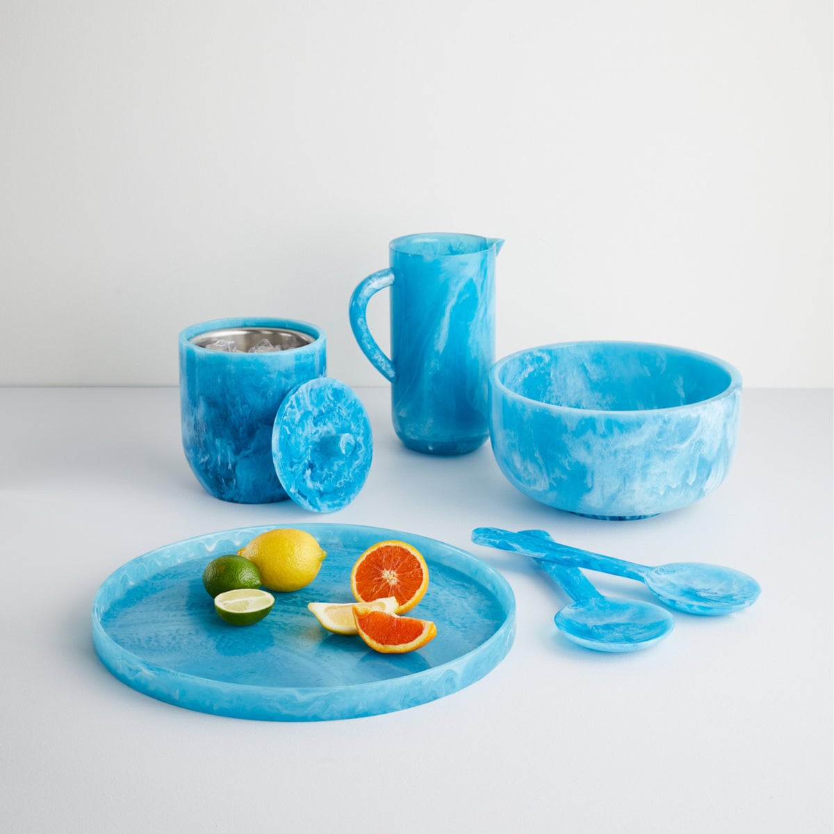 Mustique Round Salad Serving Set - Blue -31689