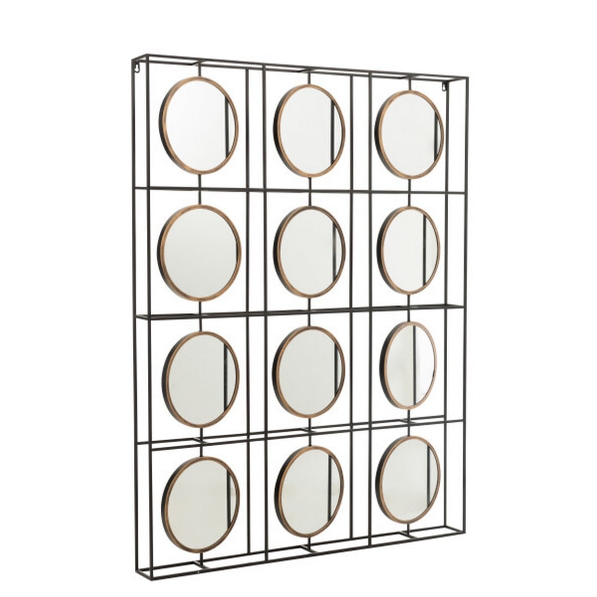 WALL DECO 12 MIRRORS MET/GL BL (100x10,5x133cm)