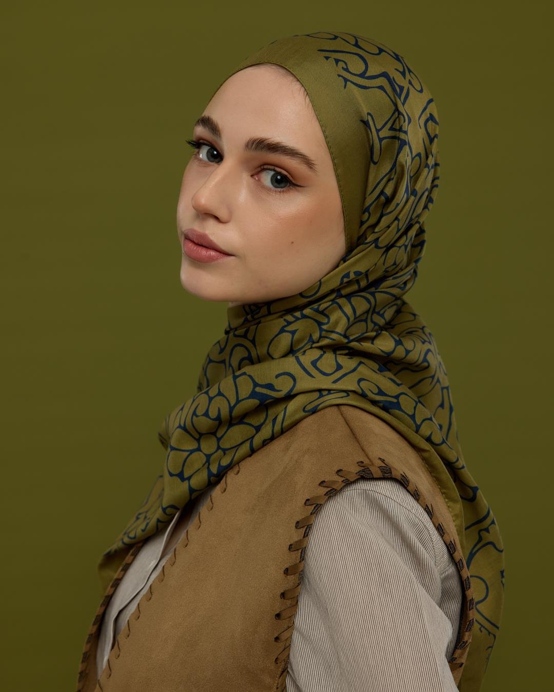 Altın & Lacivert Harem Rüyası Desen Şal