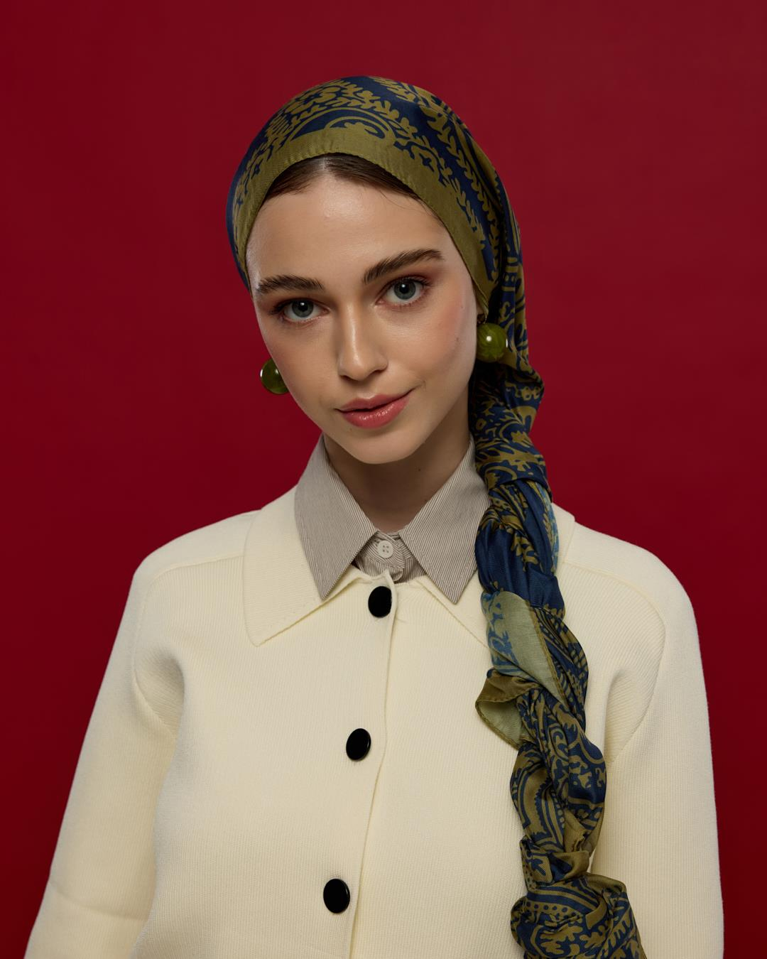 Altın & Lacivert Sultani Desen Şal