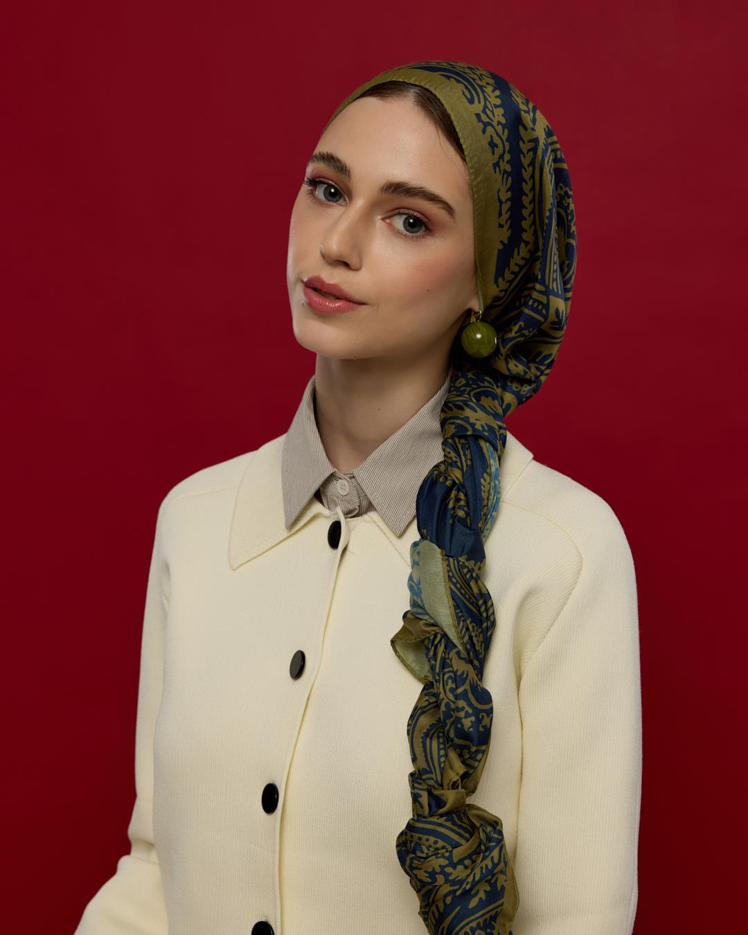 Altın & Lacivert Sultani Desen Şal