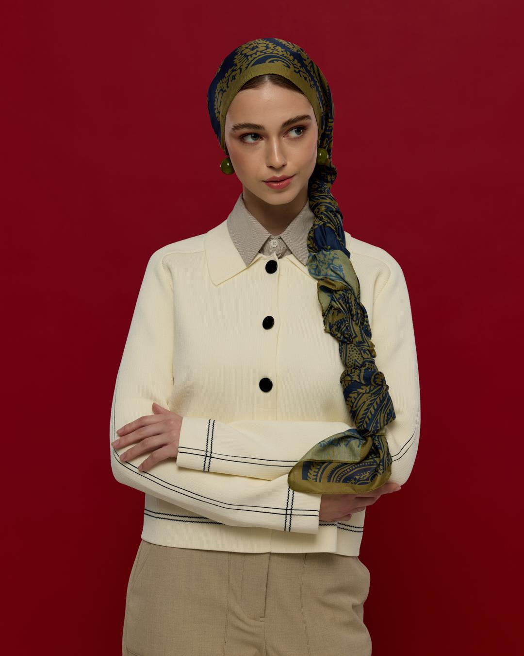 Altın & Lacivert Sultani Desen Şal