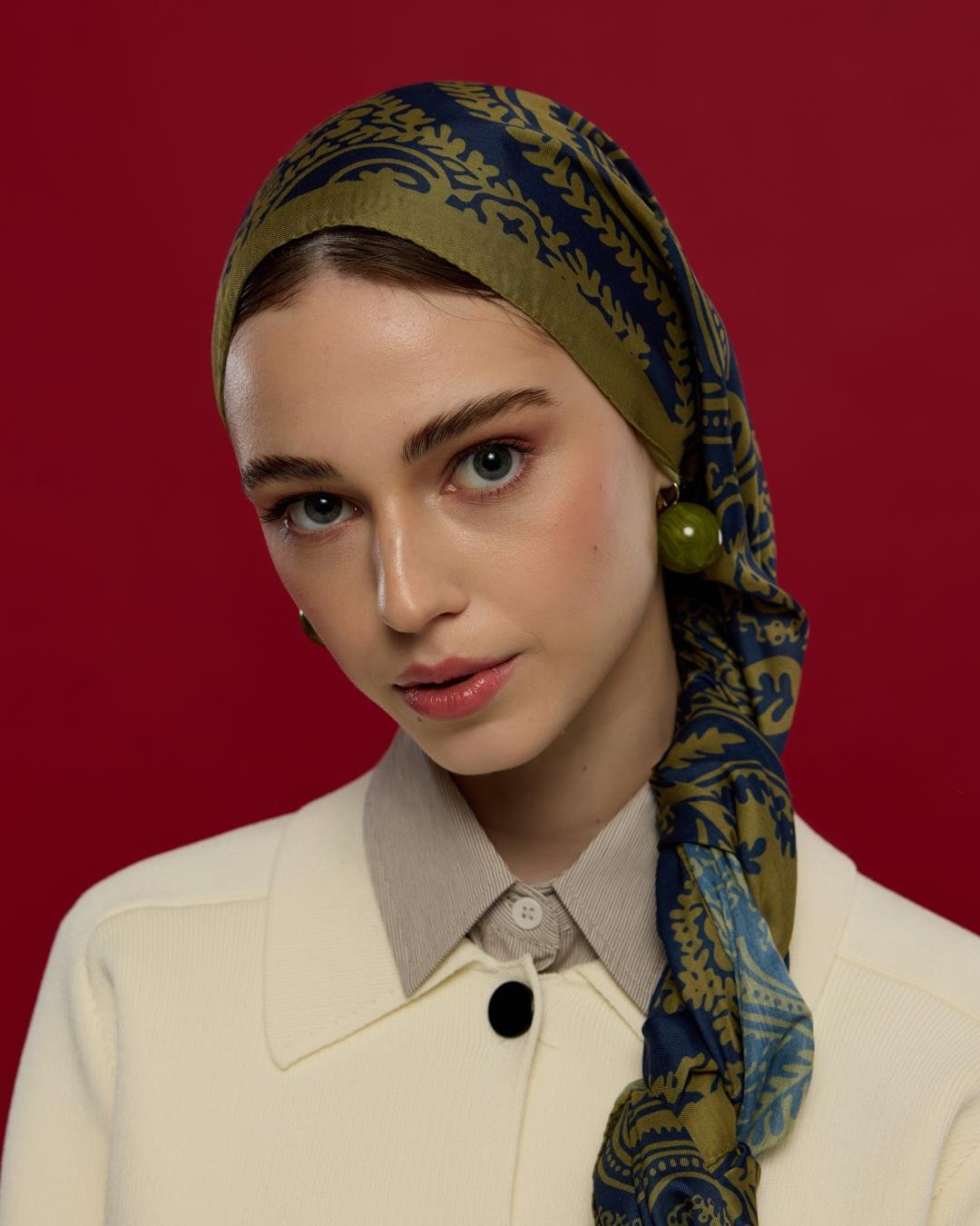 Altın & Lacivert Sultani Desen Şal