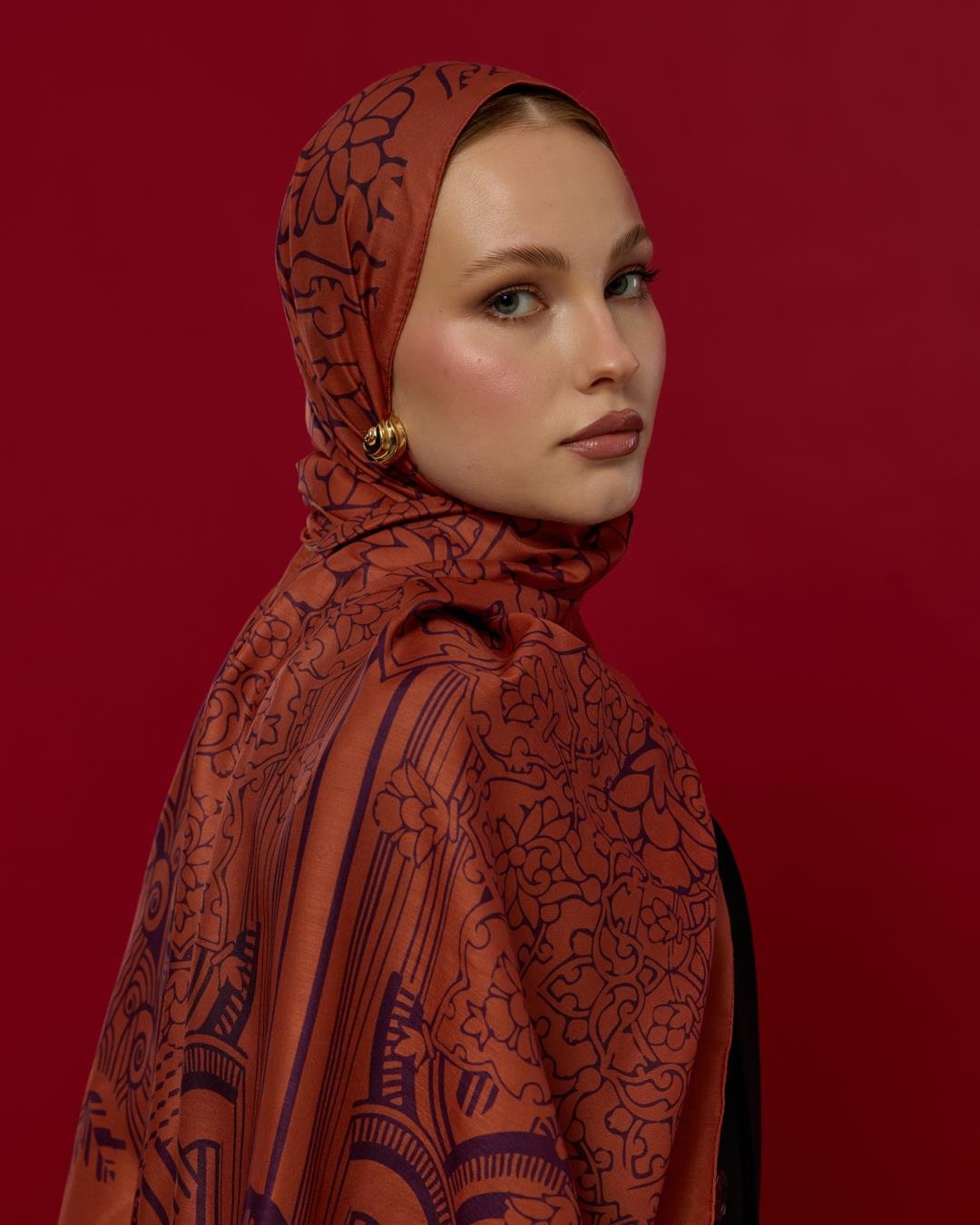 Amber & Patlıcan Harem Rüyası Desen Şal