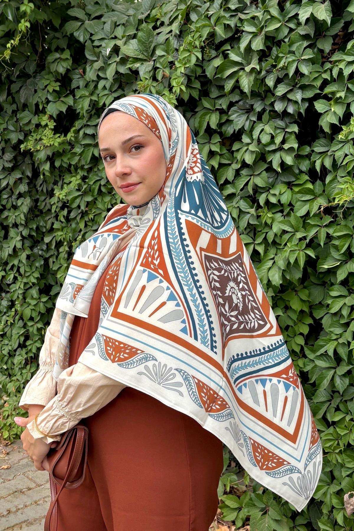 Bej & Kahverengi Zümra Desen Pamuk Vual Şal