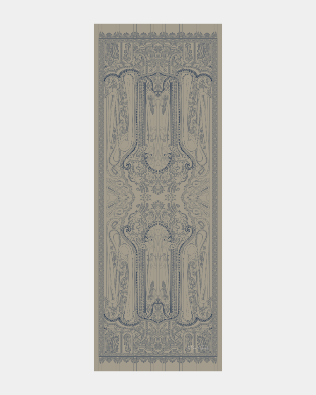 Bej & Lacivert Hürrem Desen Işıltılı Şal