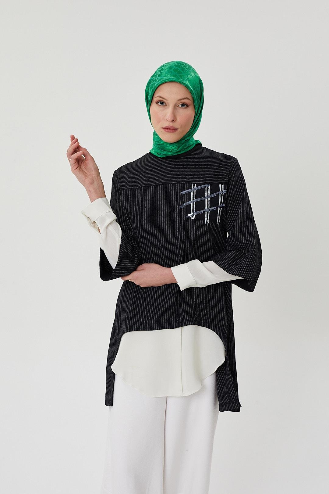 Benetton D Desen Parlak Jakar Eşarp