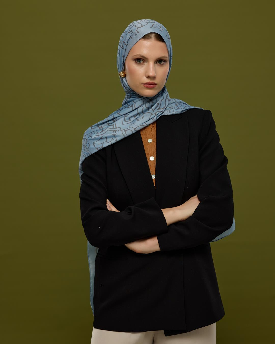 Buz Mavisi & Füme Kahve Harem Rüyası Desen Şal