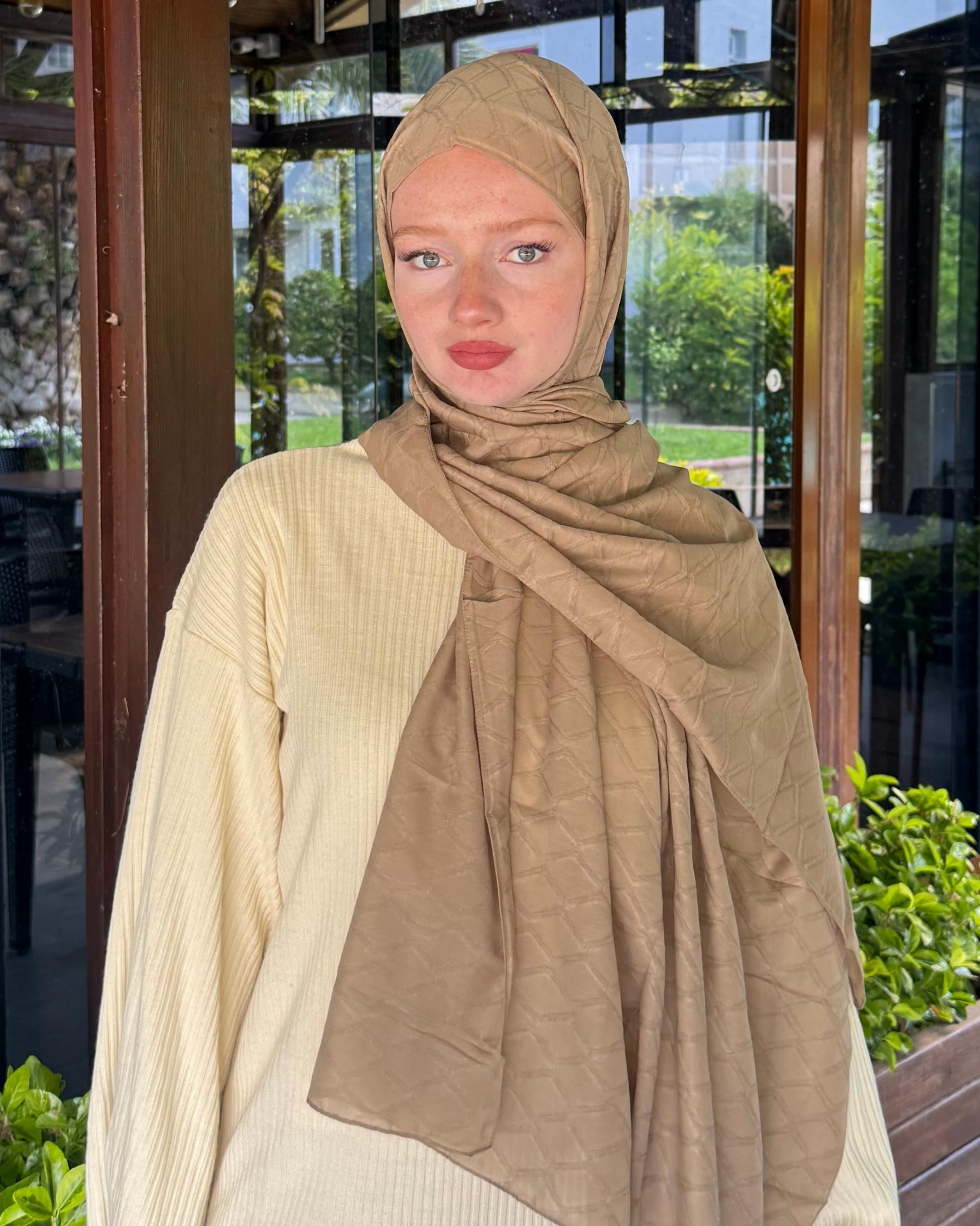 Camel Baklava Lyocell Bambu Jakar Şal