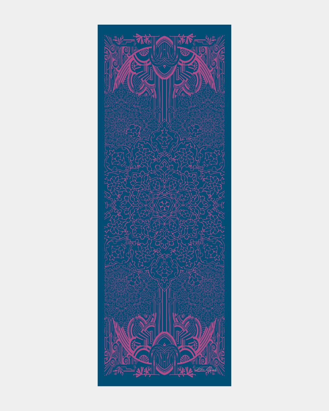 Çini Mavisi & Şakayık Pembesi Harem Rüyası Desen Şal