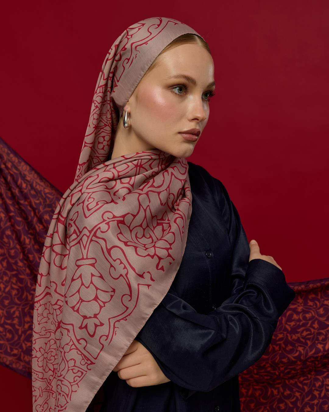 Fildişi & Gülkurusu Harem Rüyası Desen Şal