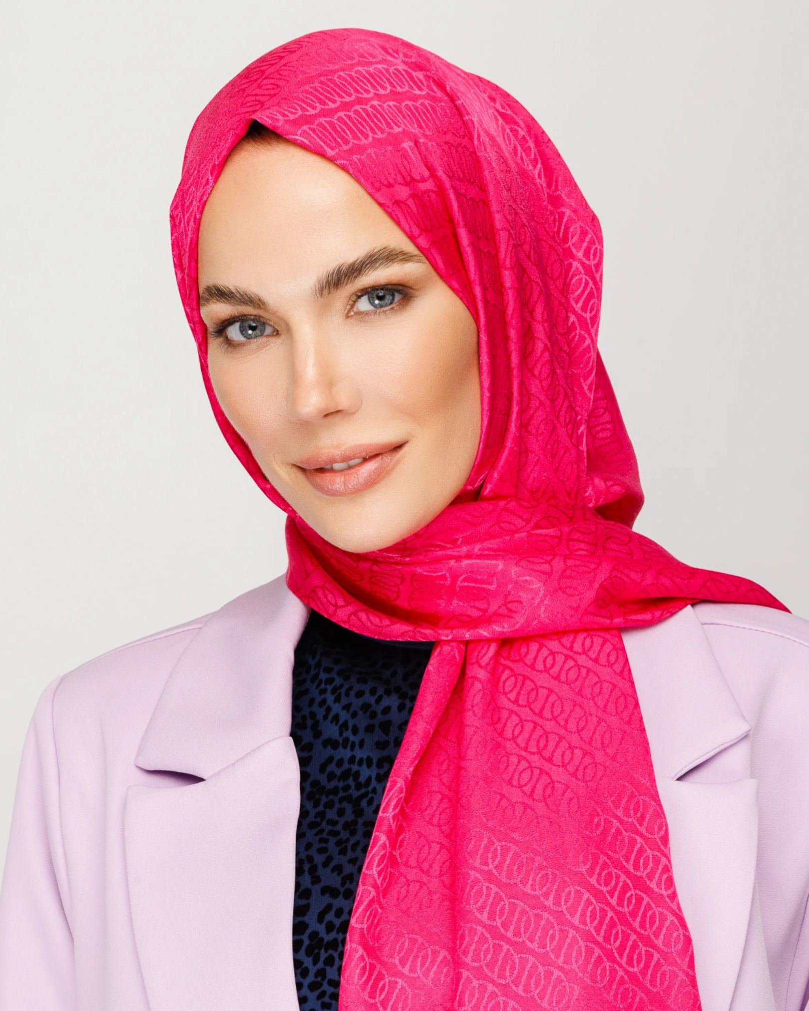 Fuşya Forever Desen Parlak Jakar Şal