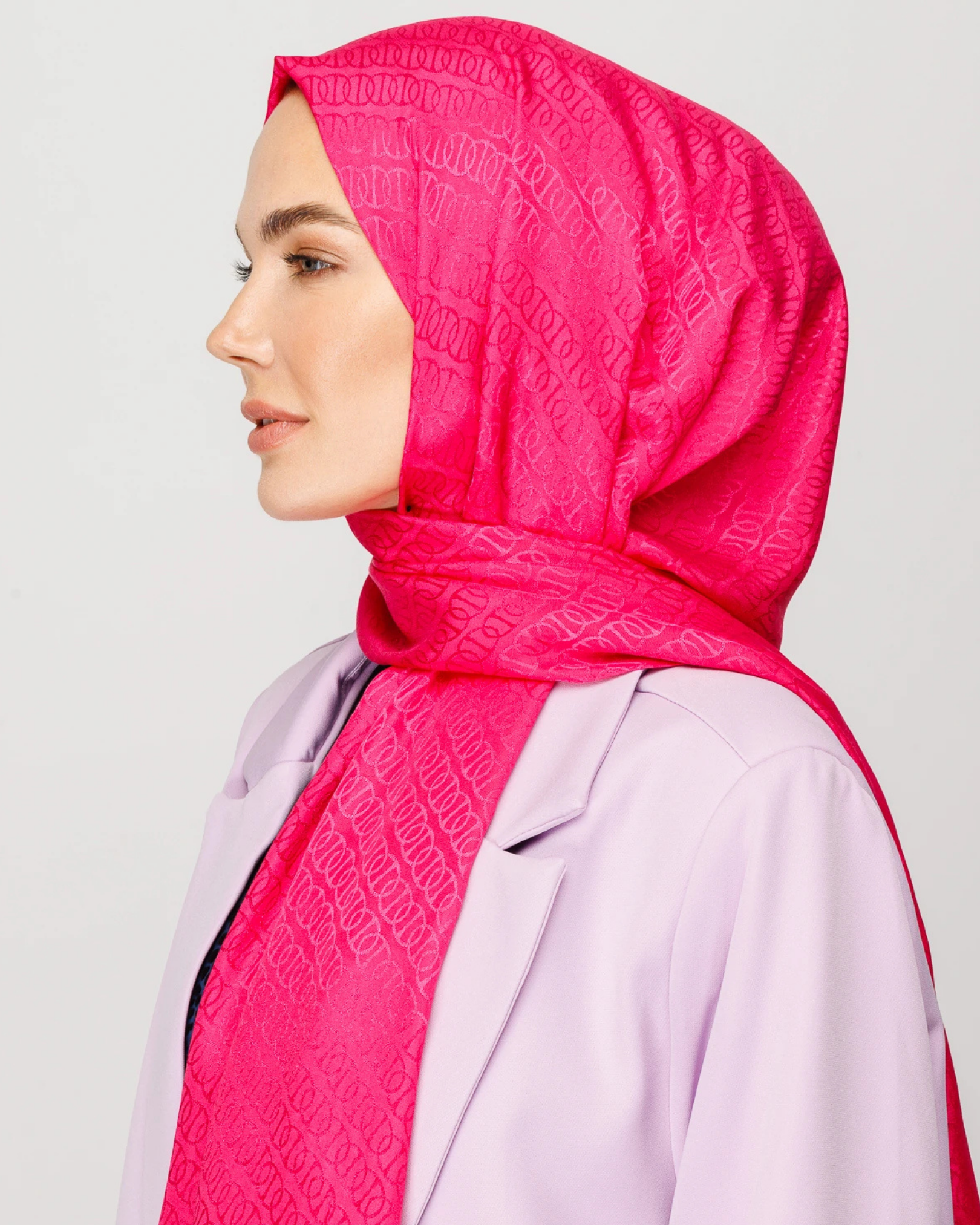 Fuşya Forever Desen Parlak Jakar Şal