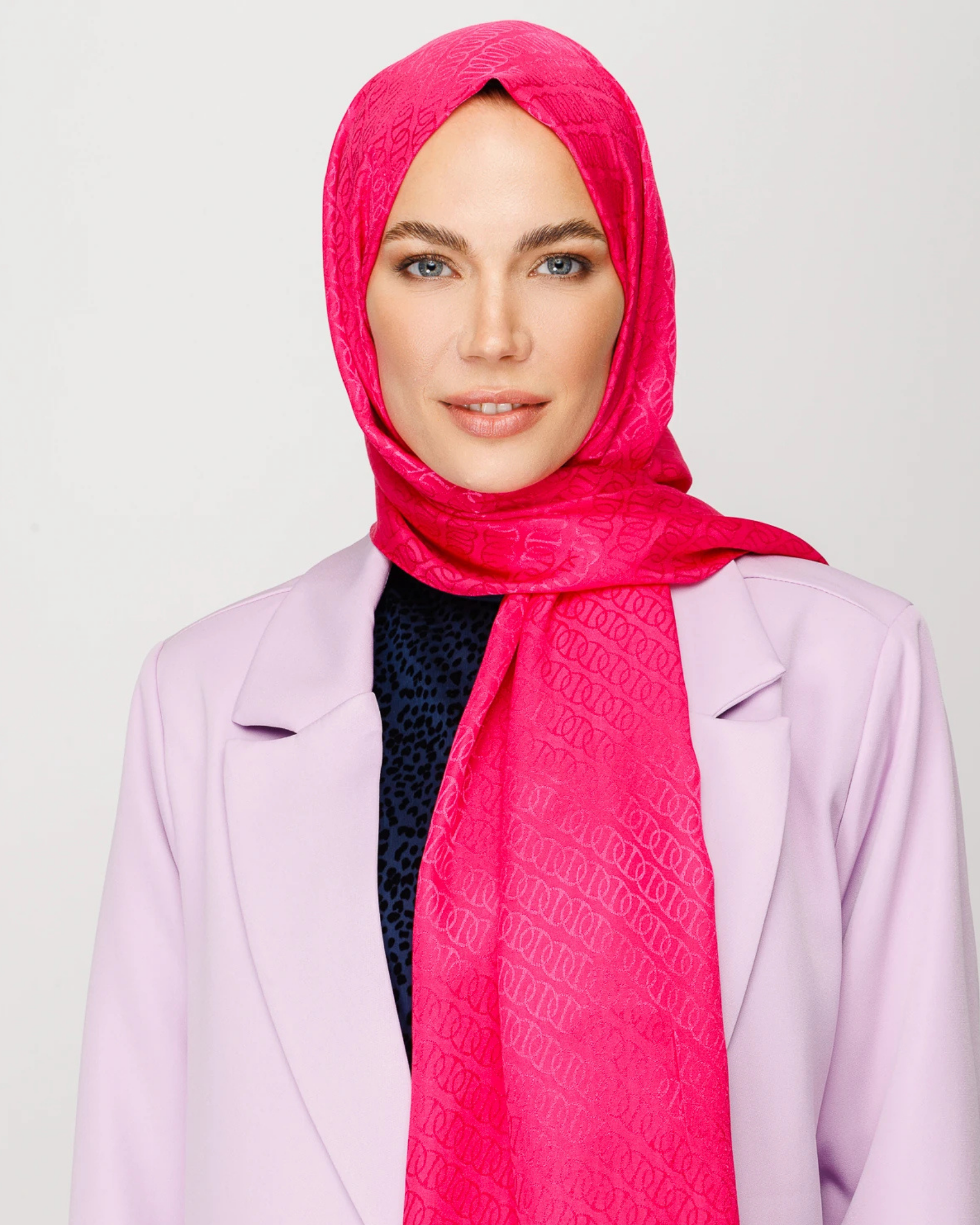 Fuşya Forever Desen Parlak Jakar Şal