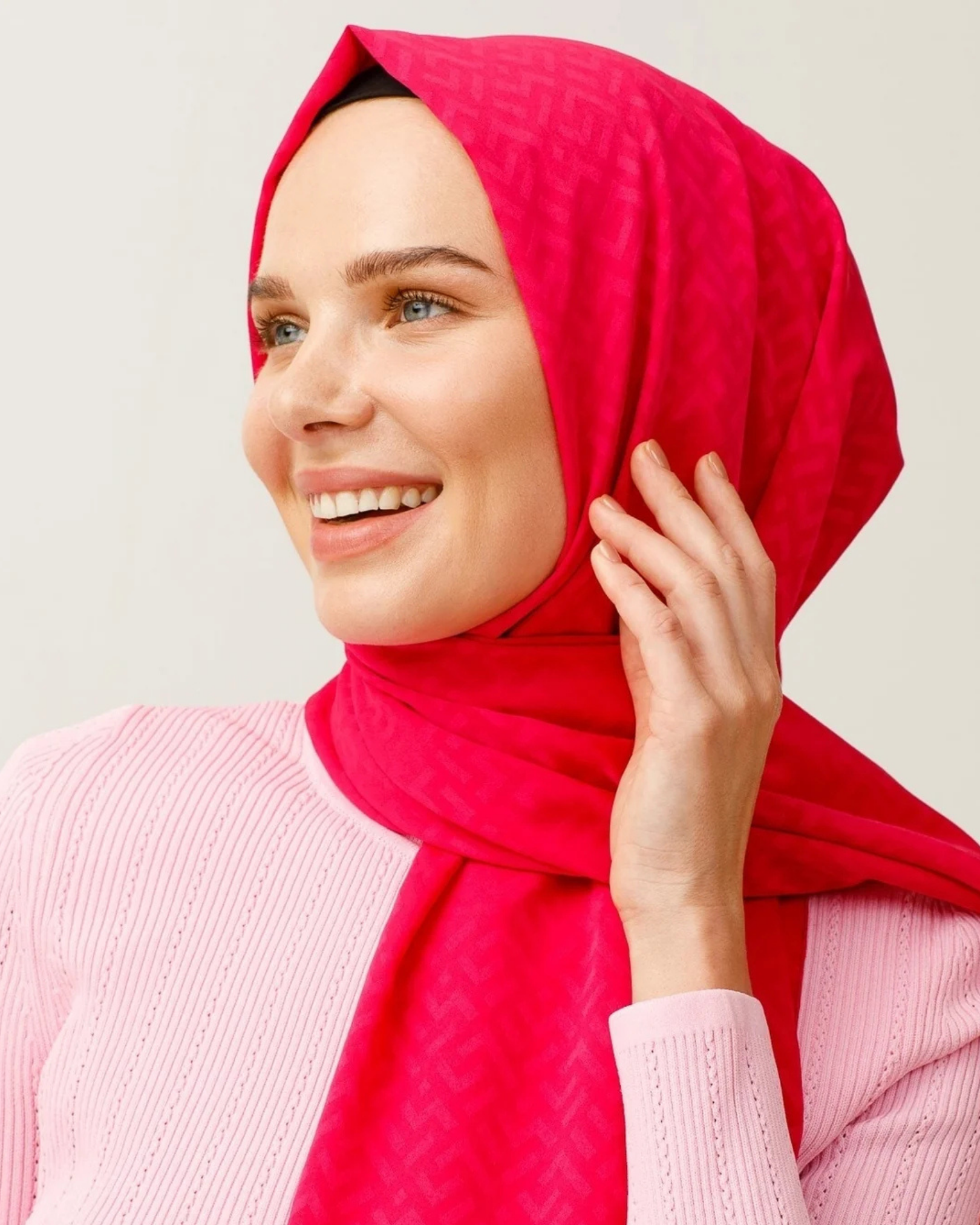Fuşya Z Desen İpeksi Jakar Şal