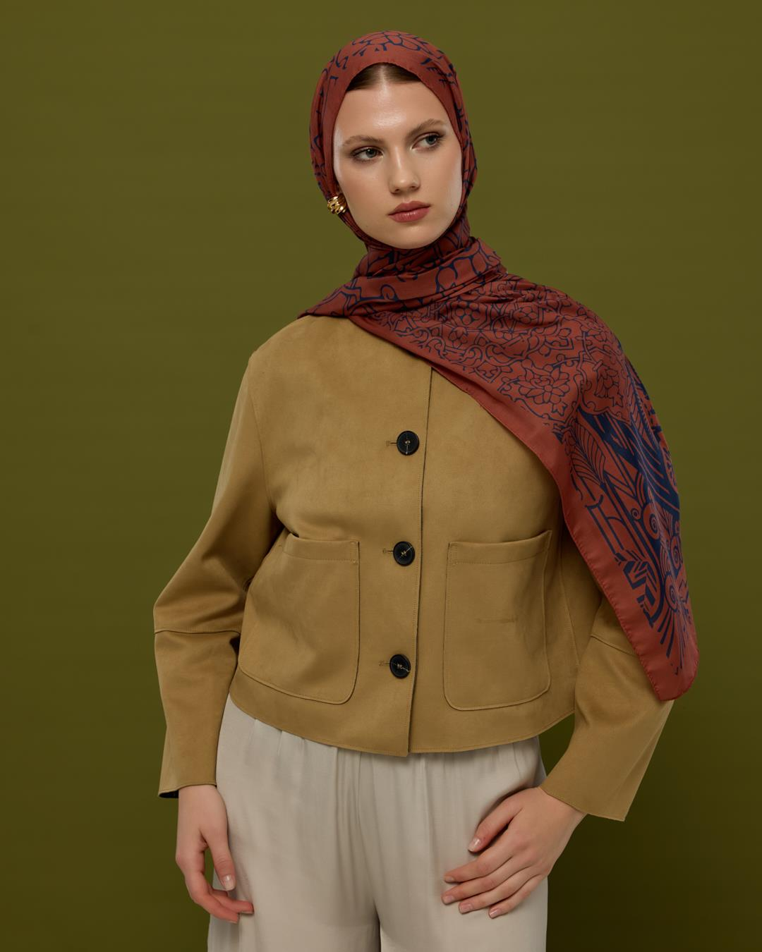 Gece Laciverti & Bakır Harem Rüyası Desen Şal