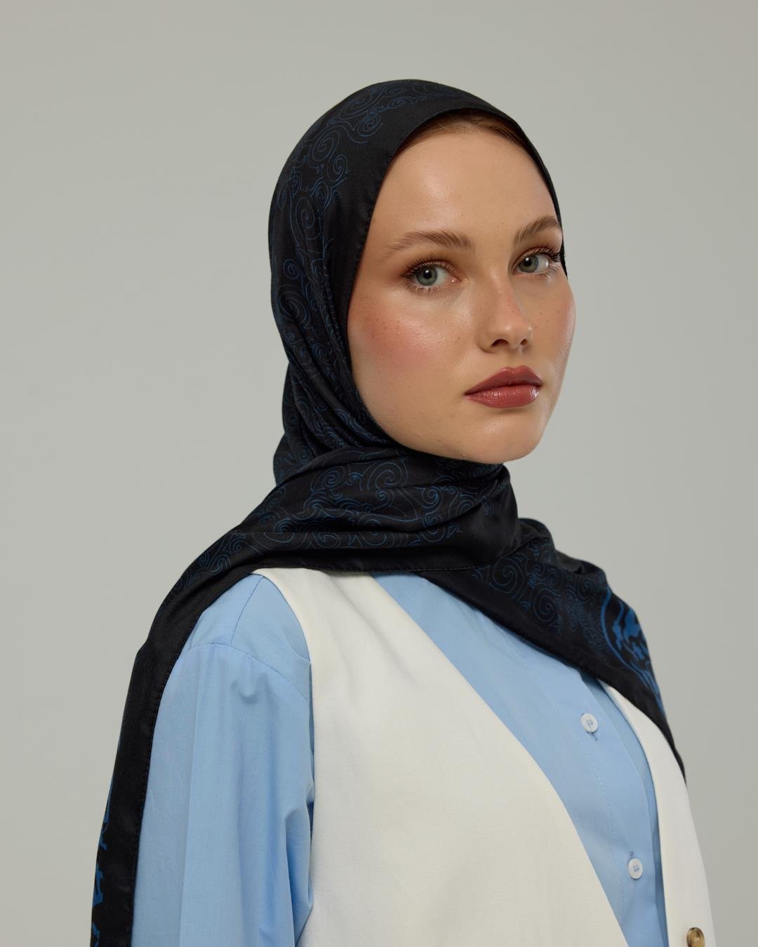 Gece & Mavi Saraylı Desen Şal