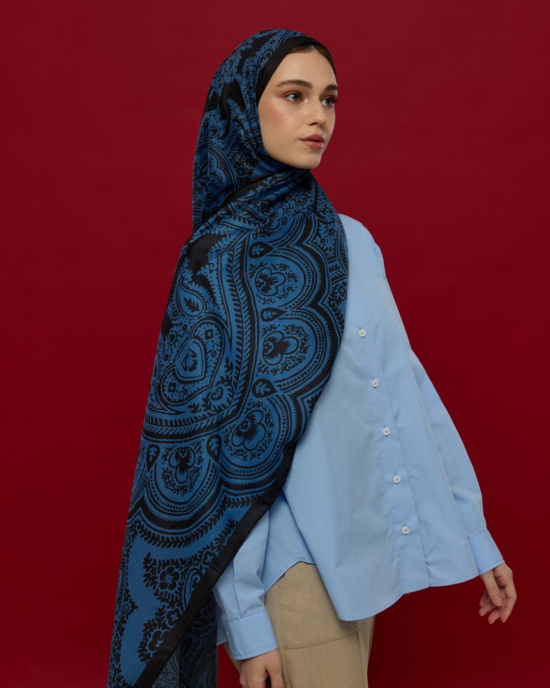 Gece & Mavi Sultani Desen Şal