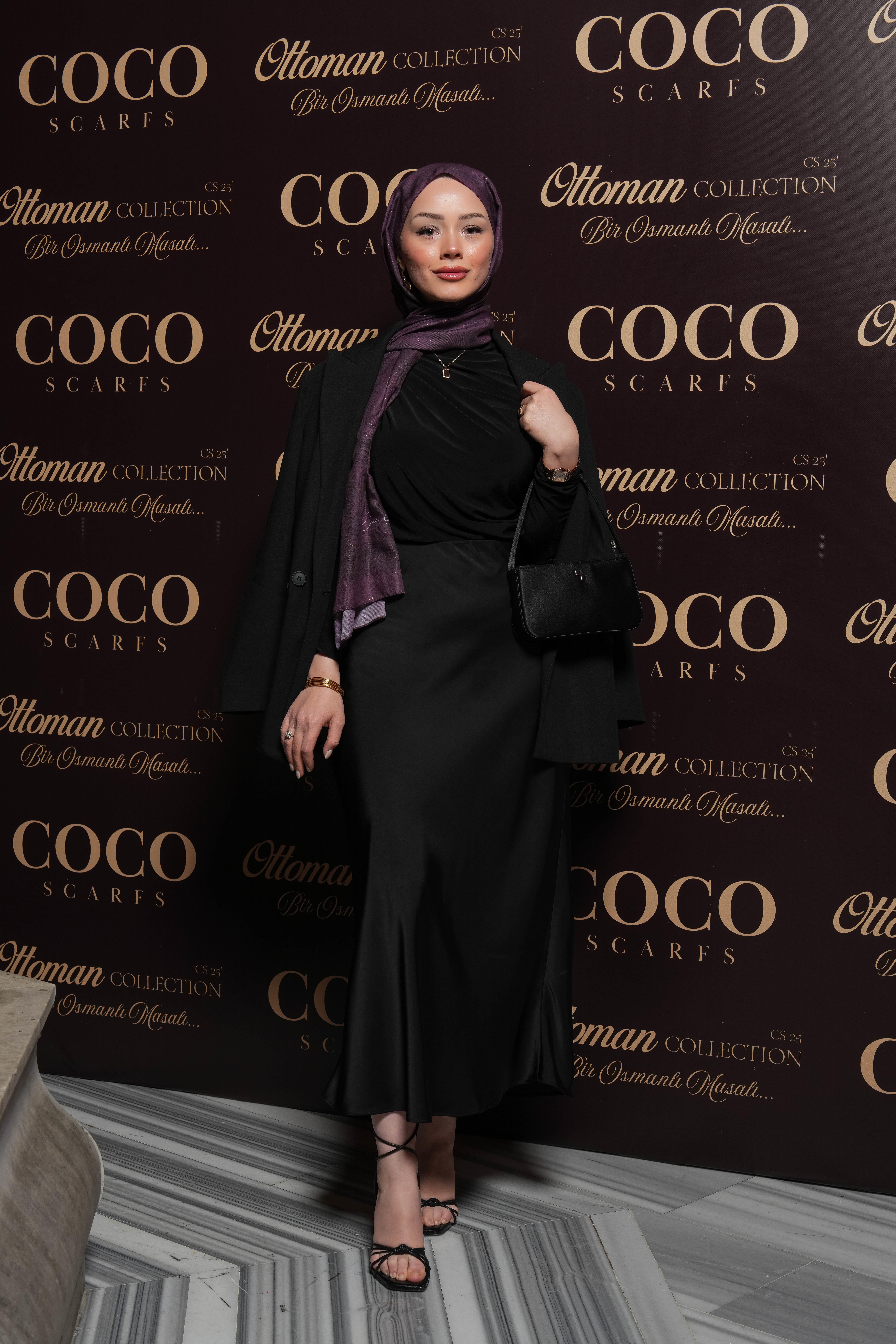 Gece & Mürdüm Hürrem Desen Işıltılı Şal