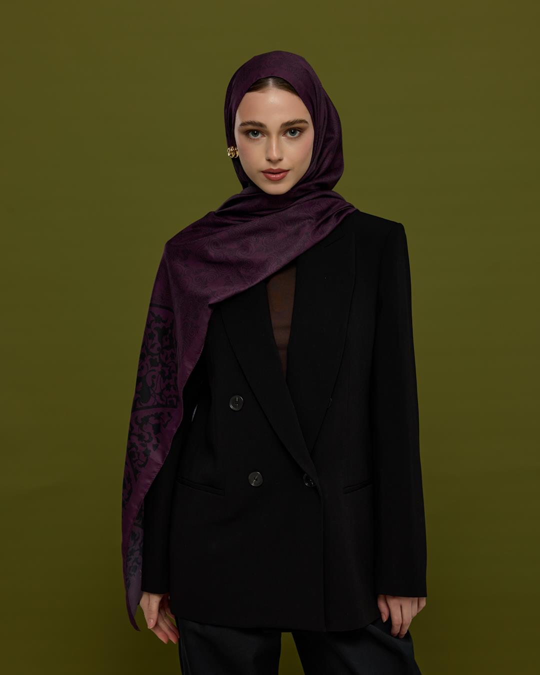 Gece & Mürdüm Saraylı Desen Şal